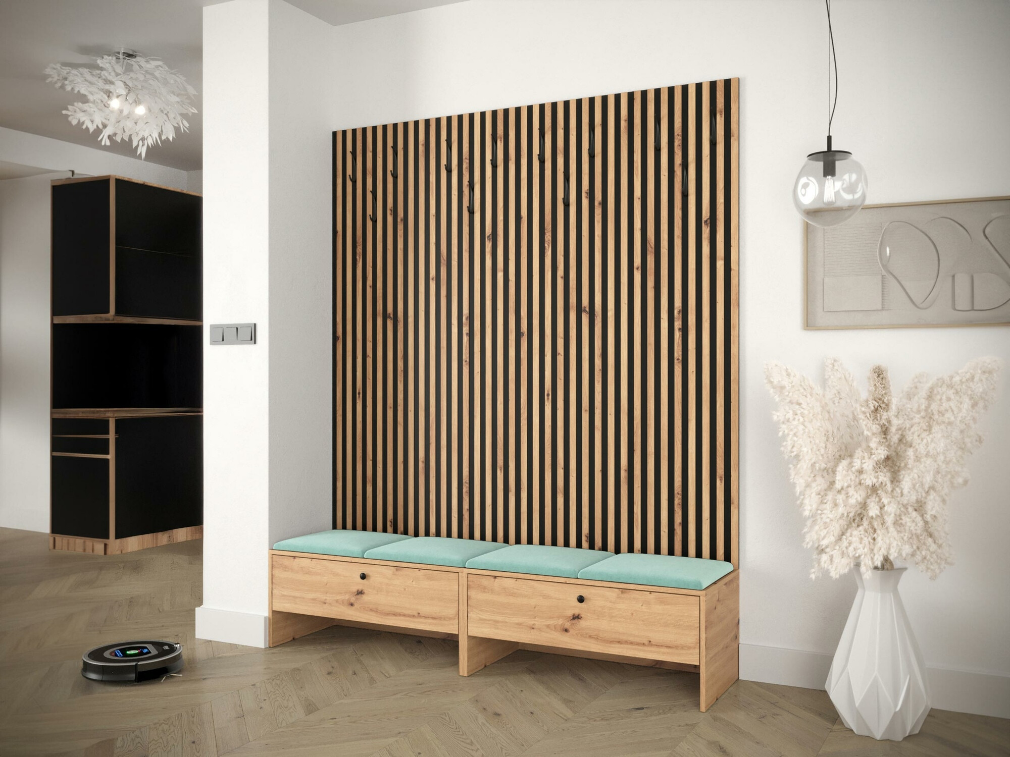 Prieškambario komplektas Donio V (Artisan ąžuolas + Manila 11)