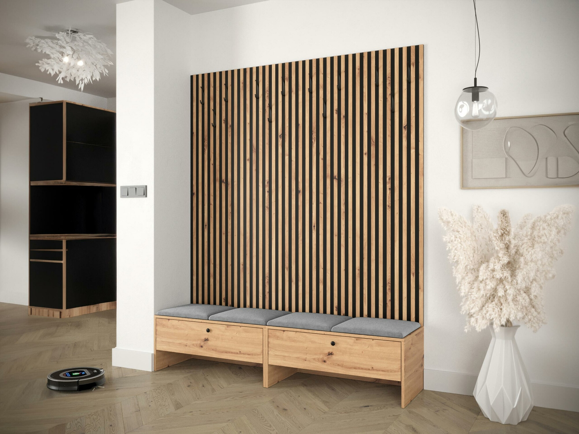 Prieškambario komplektas Donio V (Artisan ąžuolas + Manila 16)