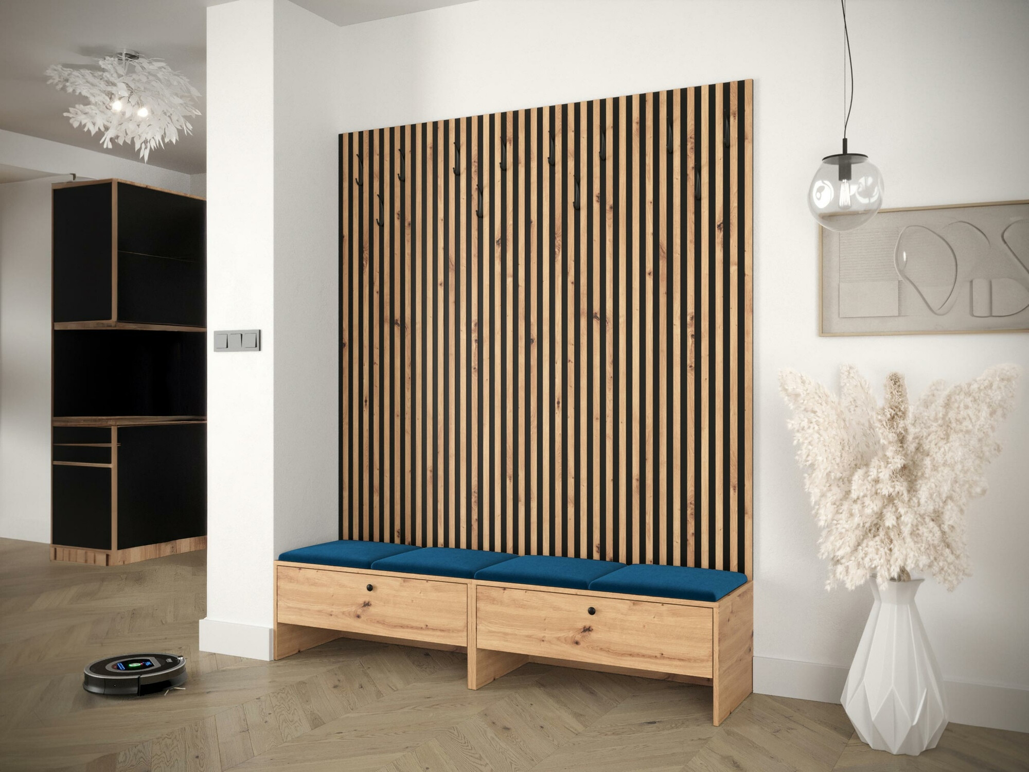 Prieškambario komplektas Donio V (Artisan ąžuolas + Manila 26)