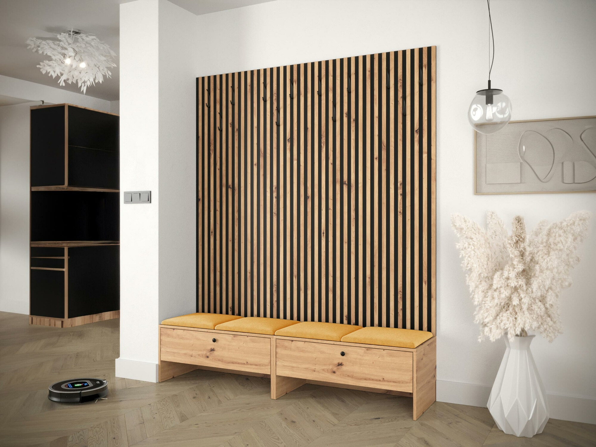 Prieškambario komplektas Donio V (Artisan ąžuolas + Manila 32)