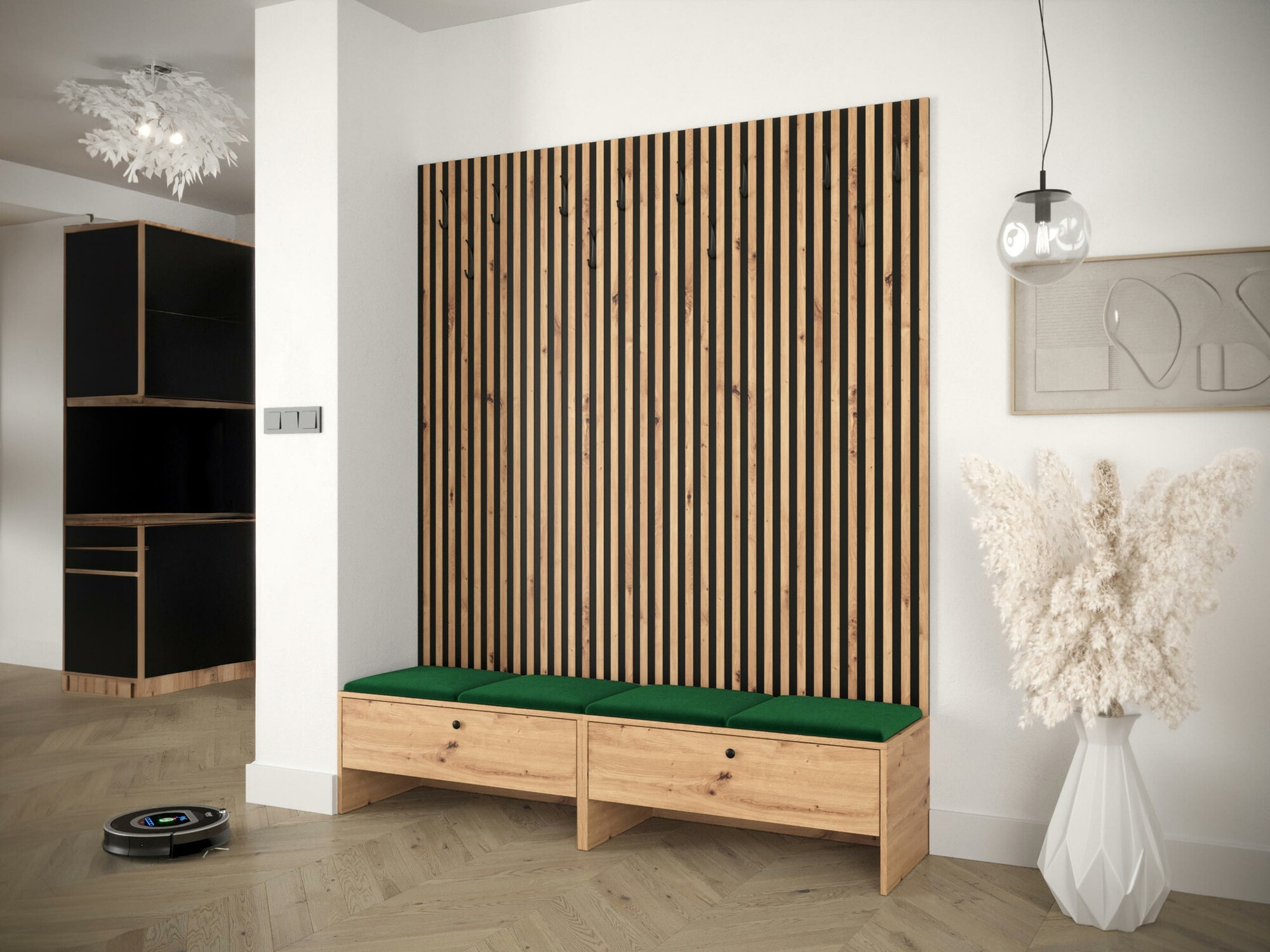 Prieškambario komplektas Donio V (Artisan ąžuolas + Manila 35)