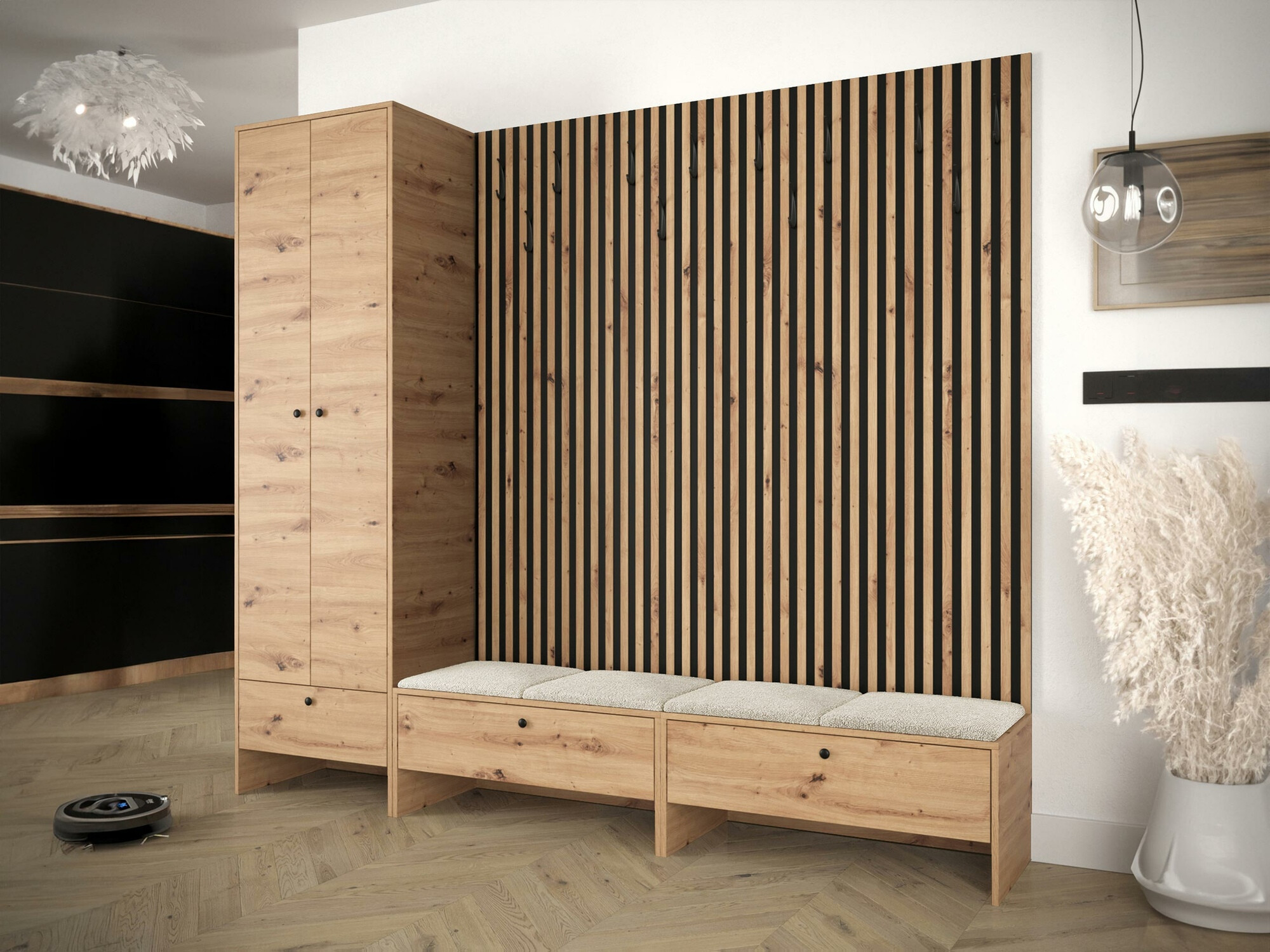 Prieškambario komplektas Donio VI (Artisan ąžuolas + Abriamo 3)