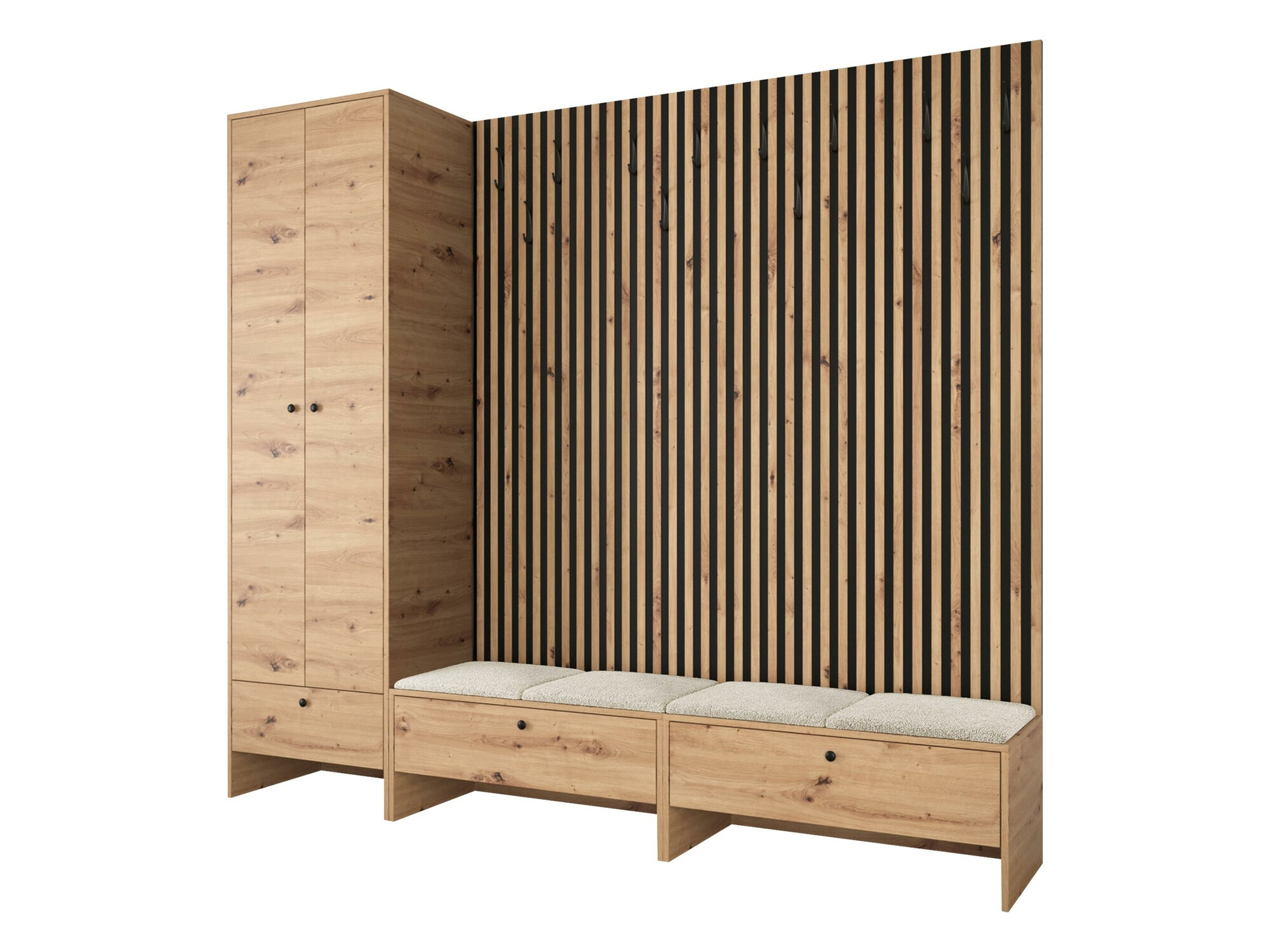 Prieškambario komplektas Donio VI (Artisan ąžuolas + Abriamo 3)