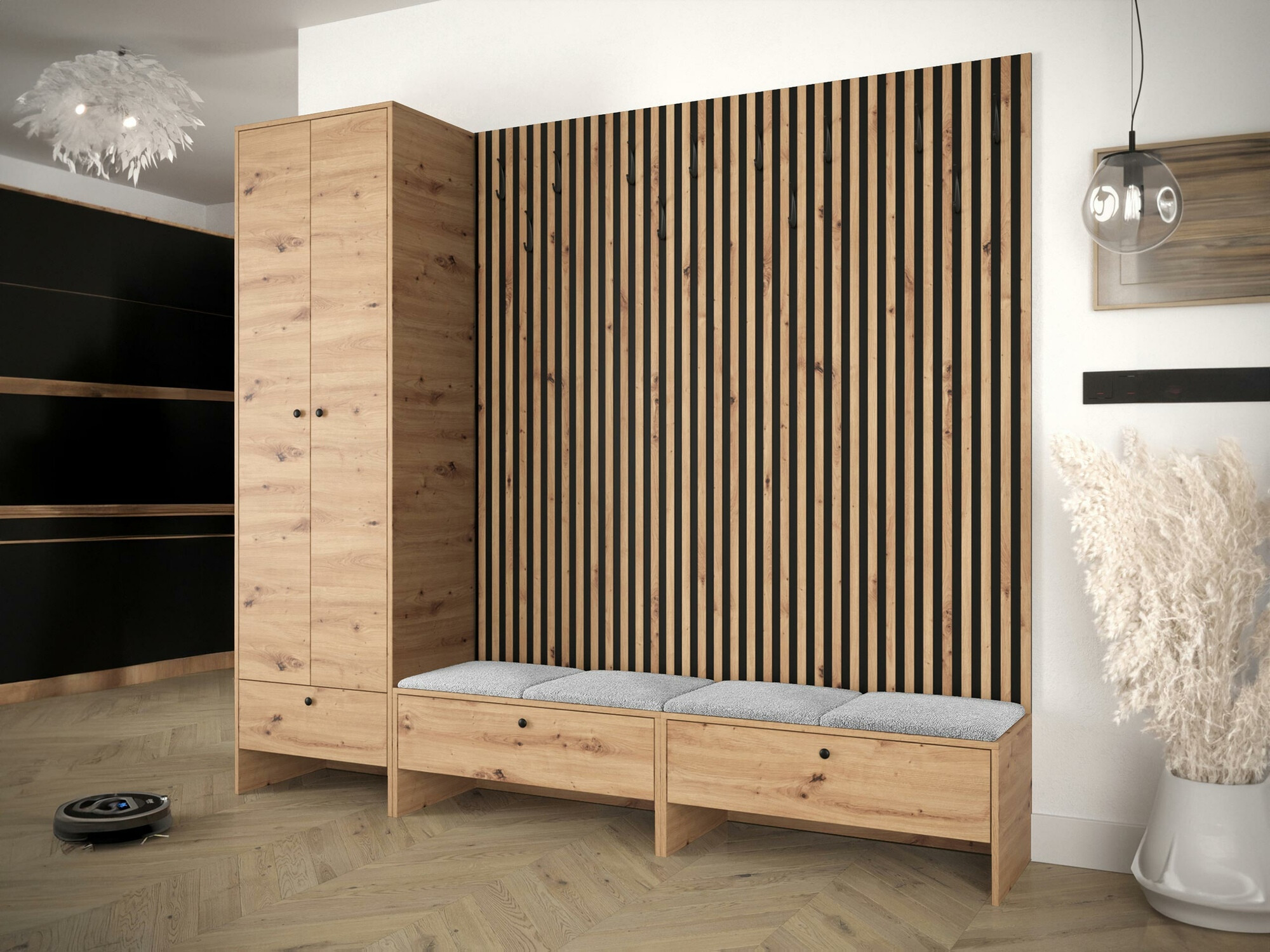 Prieškambario komplektas Donio VI (Artisan ąžuolas + Abriamo 6)