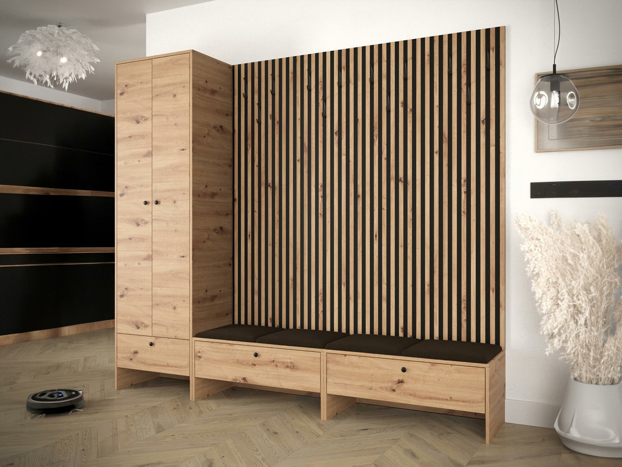 Prieškambario komplektas Donio VI (Artisan ąžuolas + Manila 04)