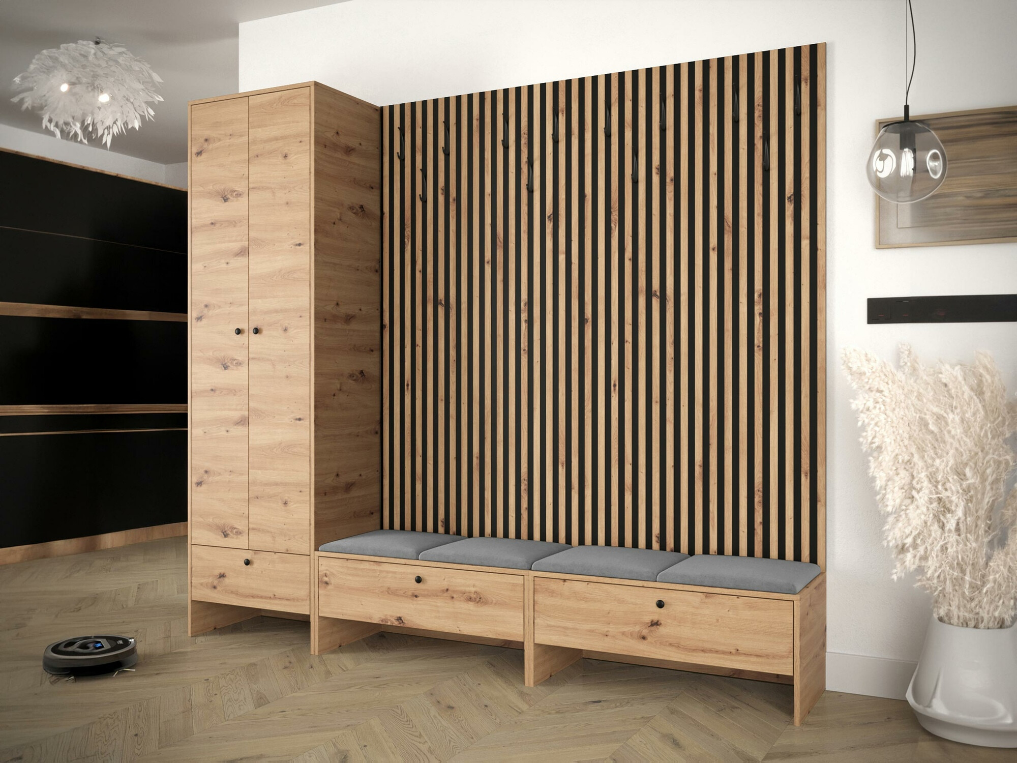 Prieškambario komplektas Donio VI (Artisan ąžuolas + Manila 16)