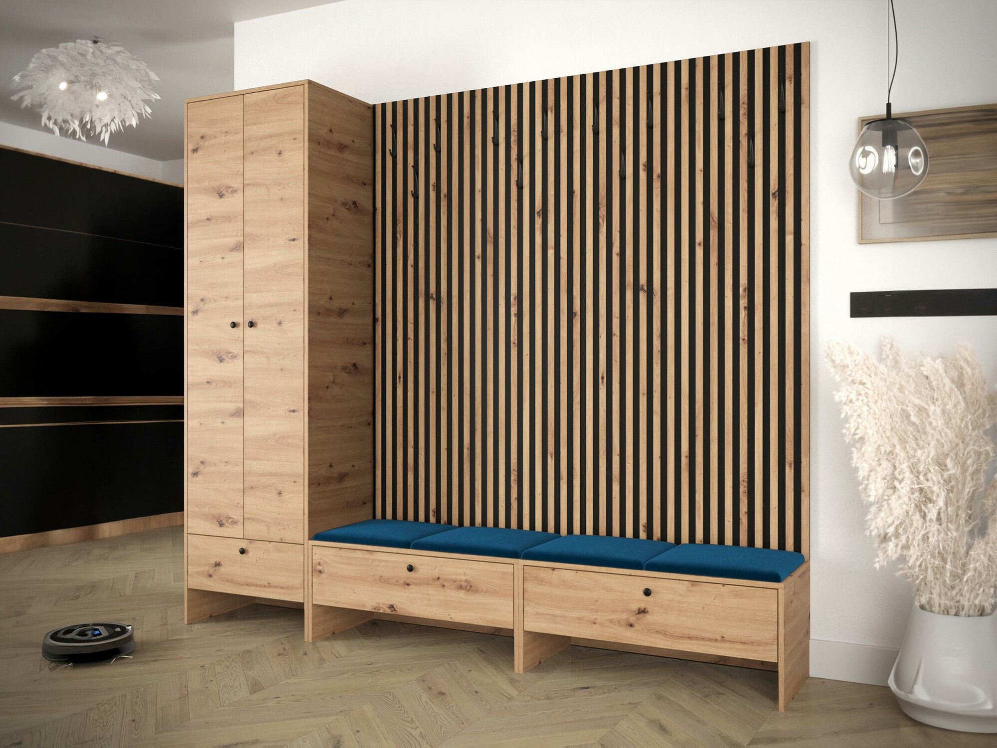 Prieškambario komplektas Donio VI (Artisan ąžuolas + Manila 26)