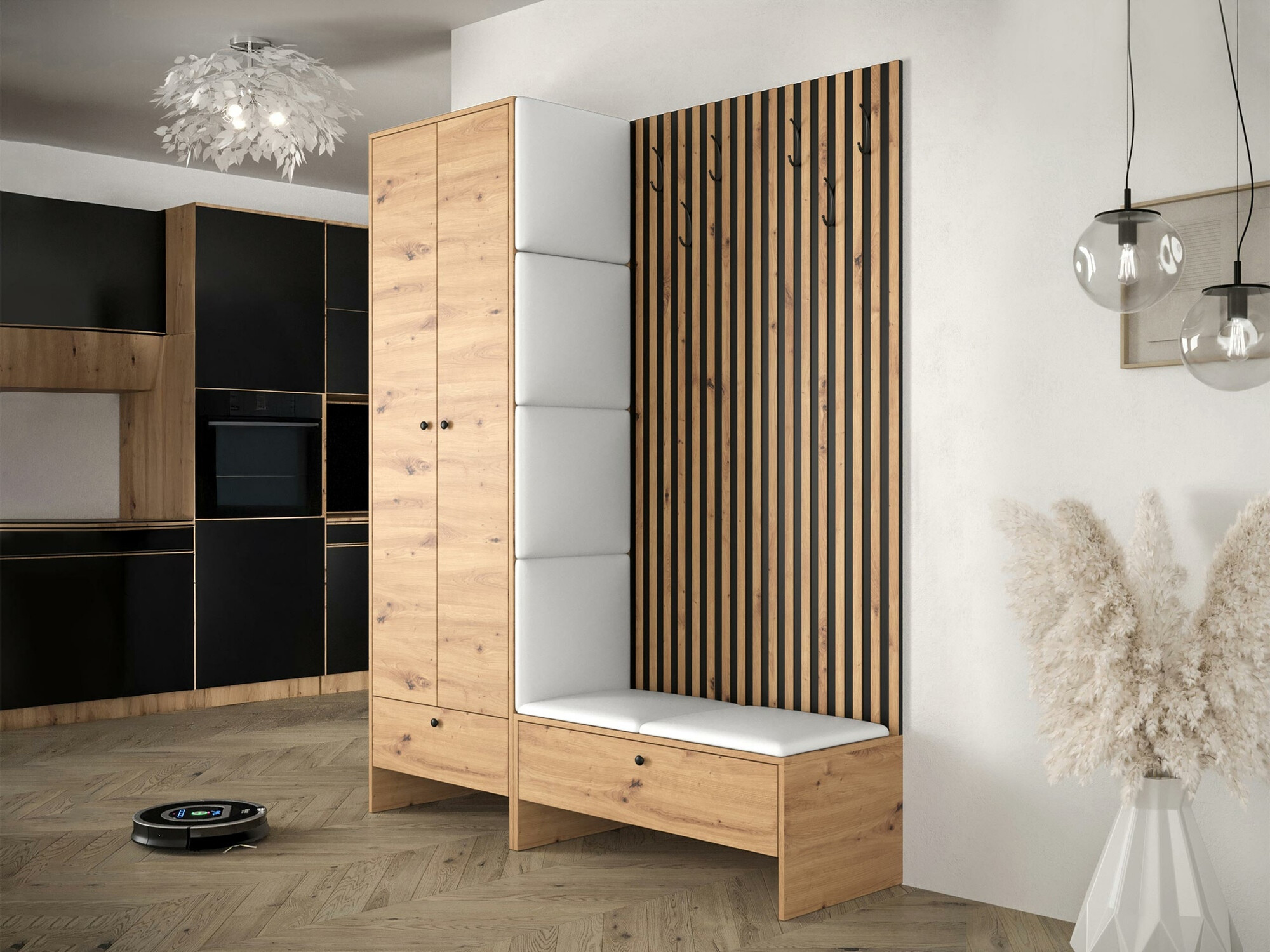 Prieškambario komplektas Hartford 320 (Artisan ąžuolas + Soft 017)