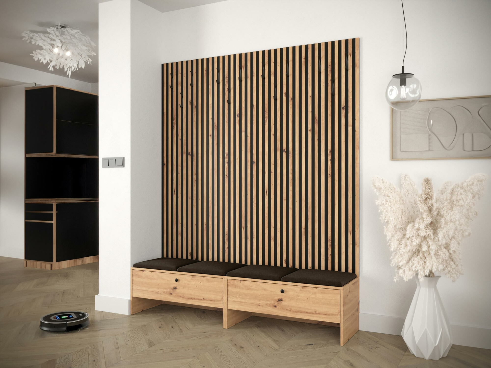 Prieškambario komplektas Hartford 485 (Artisan ąžuolas + Manila 04)