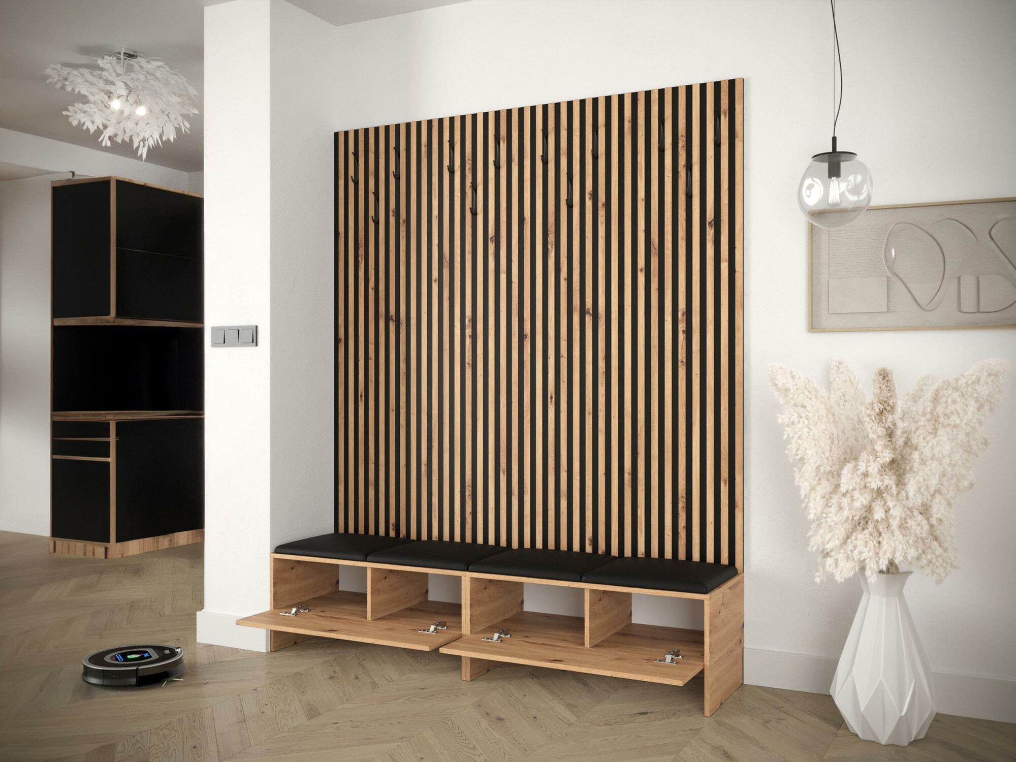 Prieškambario komplektas Hartford 485 (Artisan ąžuolas + Manila 04)