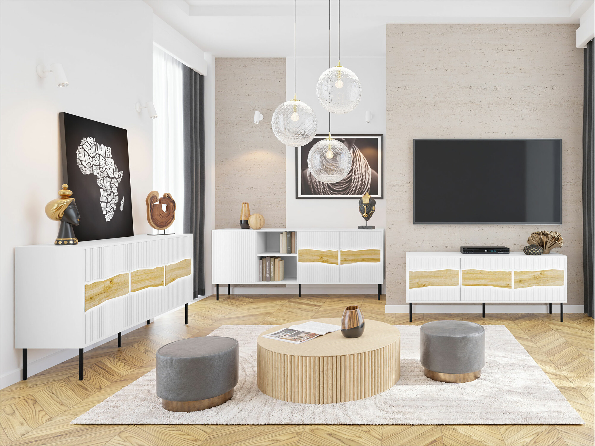 Svetainės komplektas Monevare 105 (Votan ąžuolas + Kašmyras)