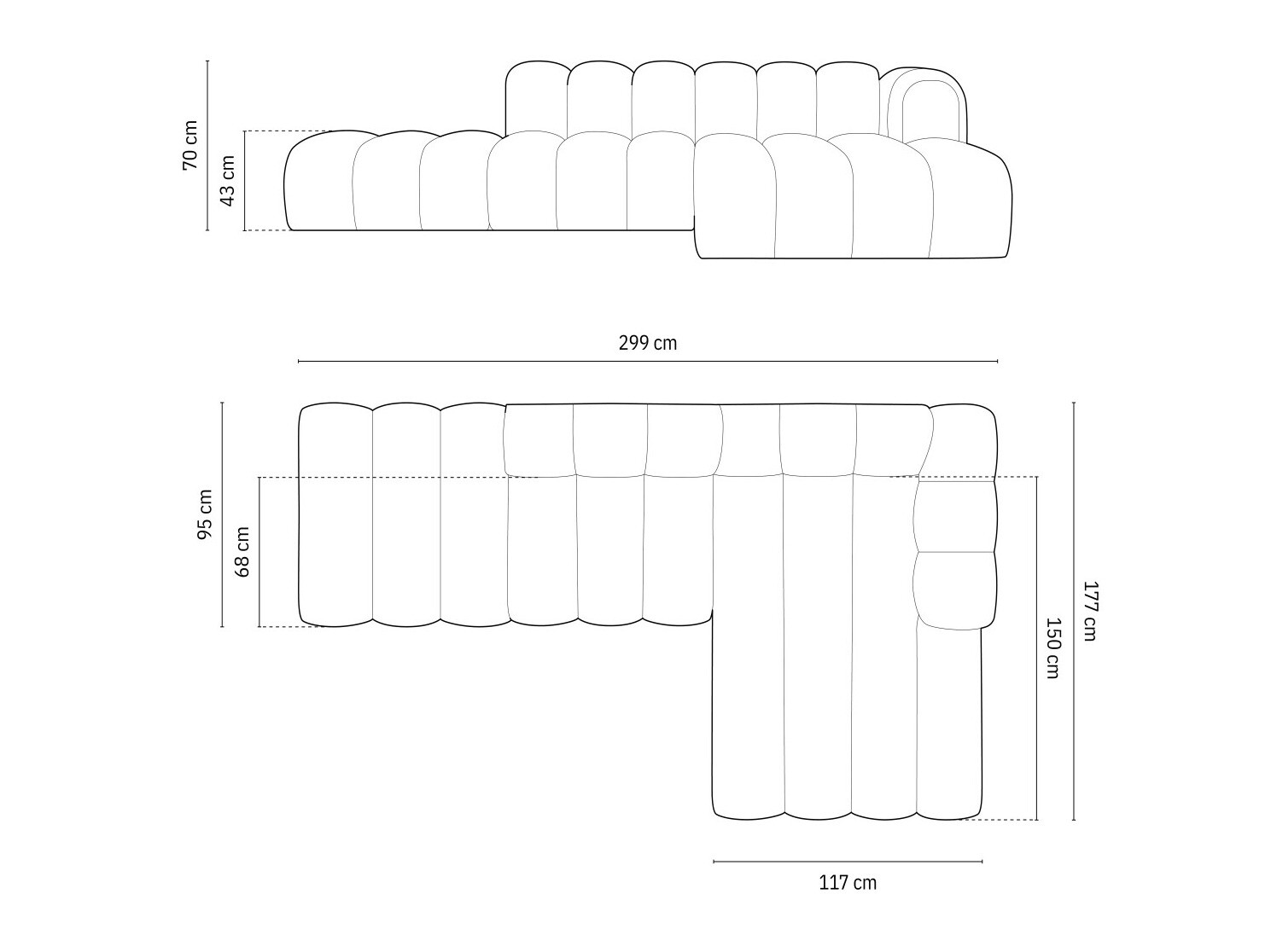 Modulinis minkštas kampas Cirleve 105 (Salvador 10)