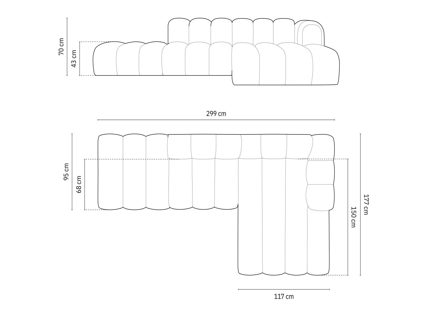 Modulinis minkštas kampas Cirleve 105 (Salvador 17)