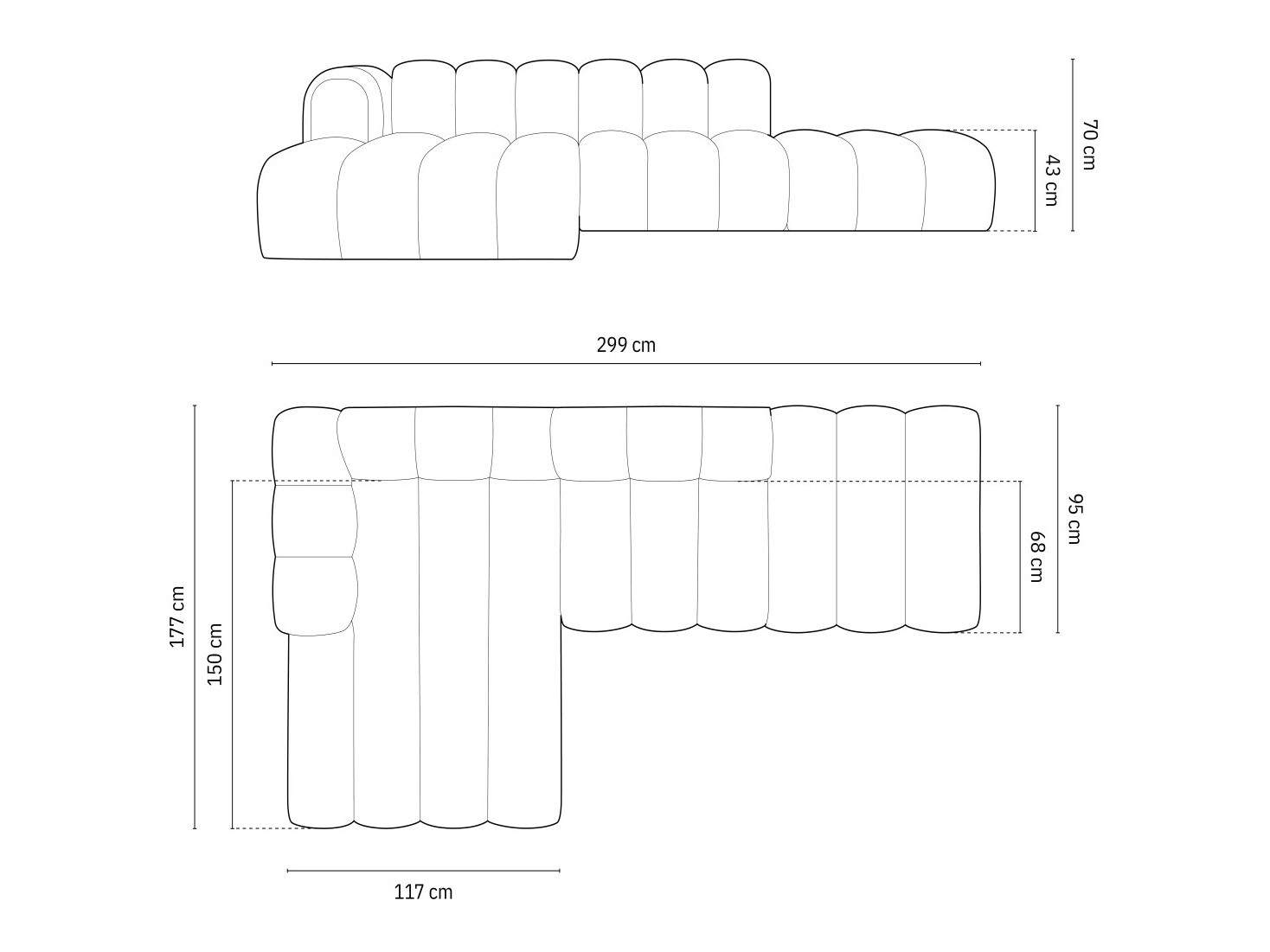 Modulinis minkštas kampas Cirleve 105 (Salvador 5)
