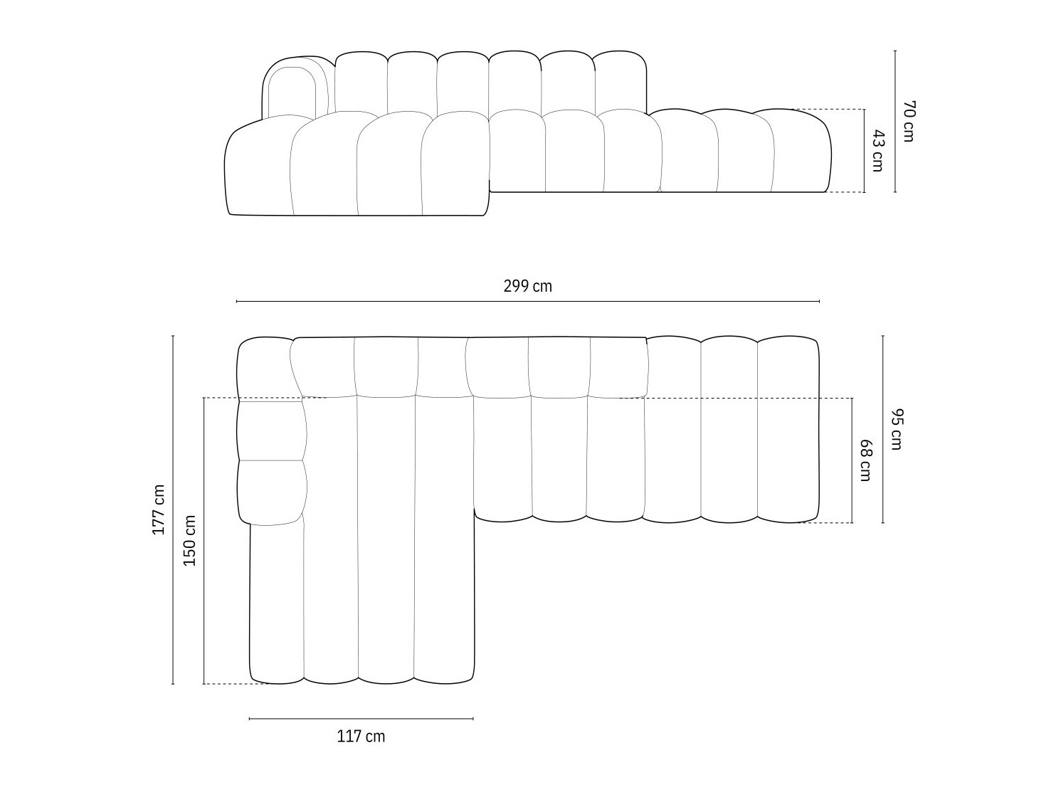 Modulinis minkštas kampas Cirleve 105 (Salvador 7)