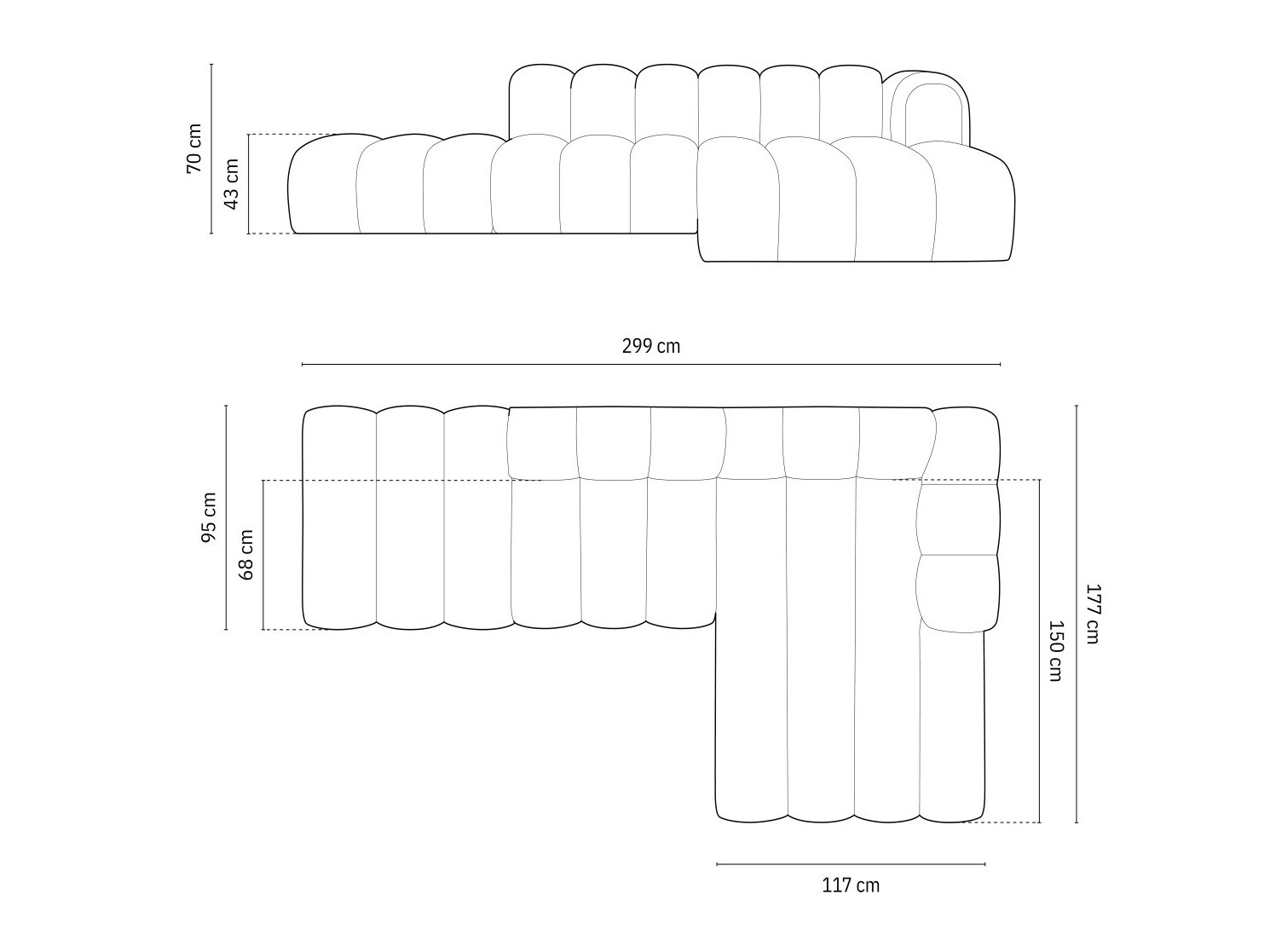 Modulinis minkštas kampas Cirleve 105 (Salvador 7)