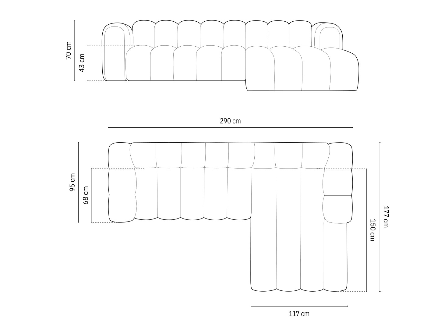 Modulinis minkštas kampas Cirleve 106 (Salvador 7)