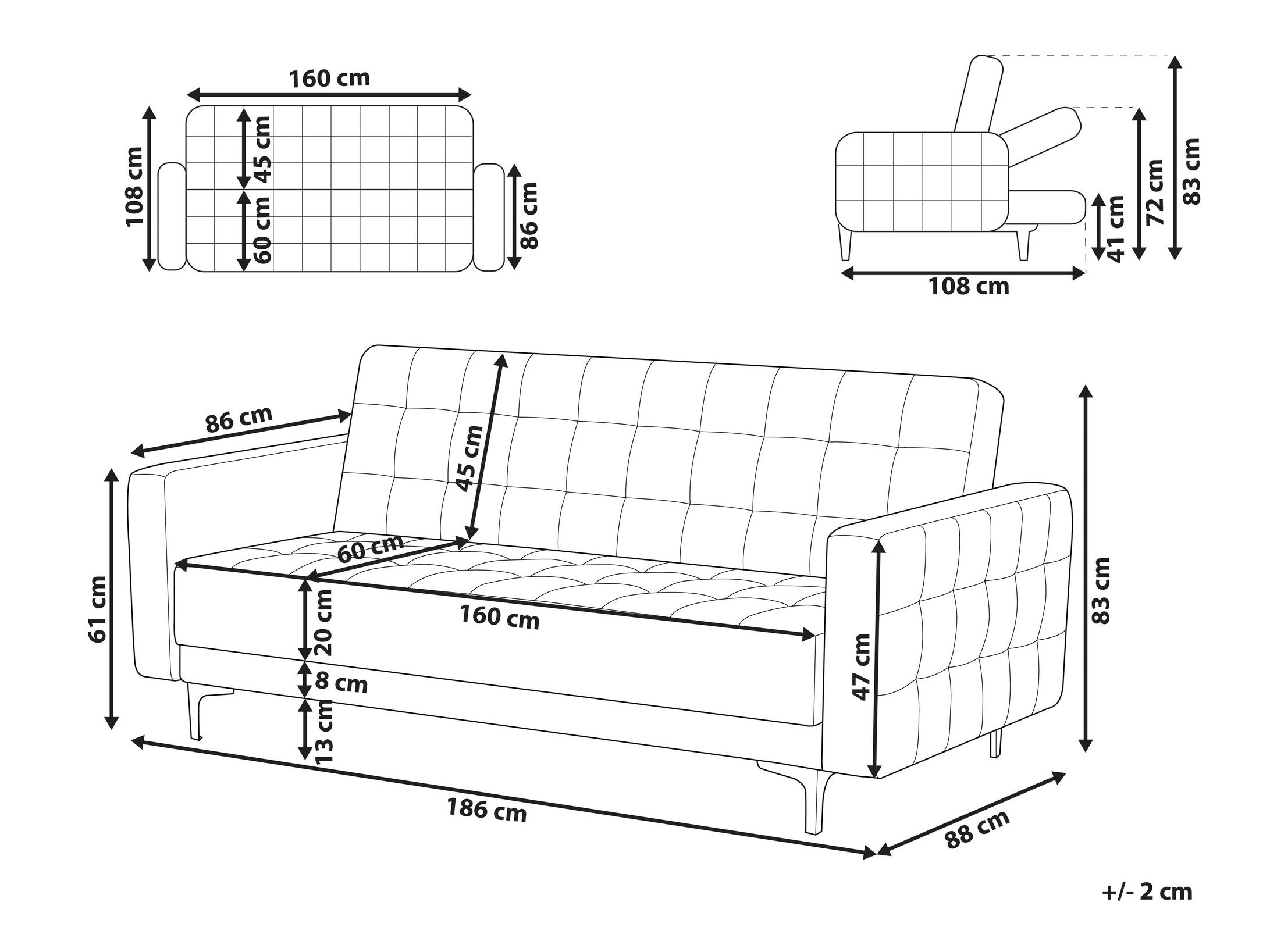 Sofa lova Felvena 123 (Rožinė)