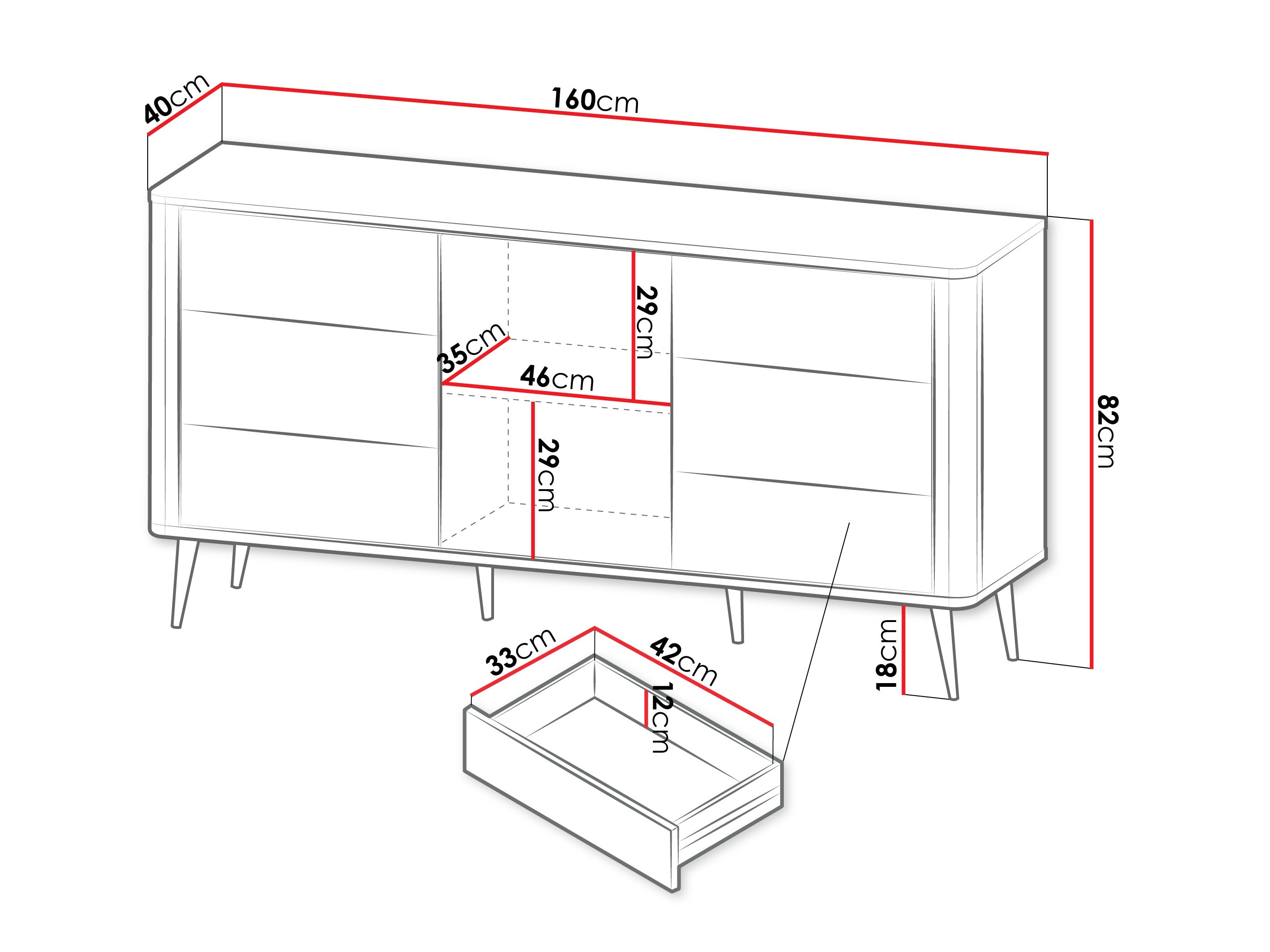 Komoda Lufela 107 (Kašmyras + Pilkas marmuras)