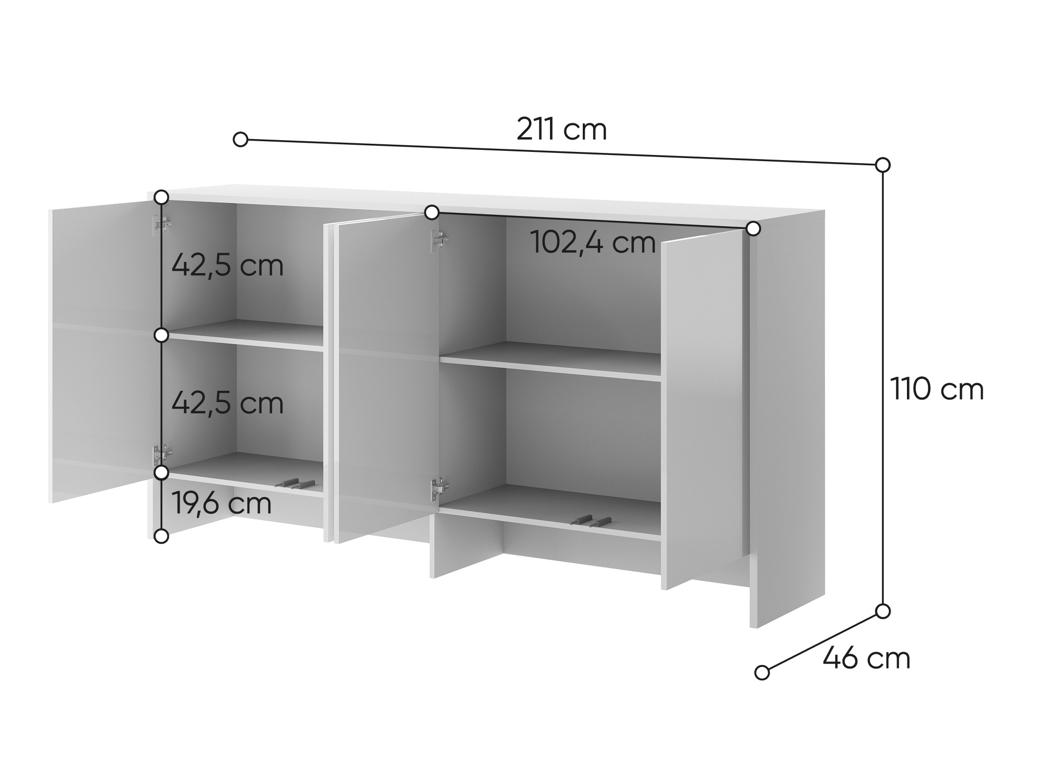 Spintelė Concept Lenart V (Balta + Blizgi balta)