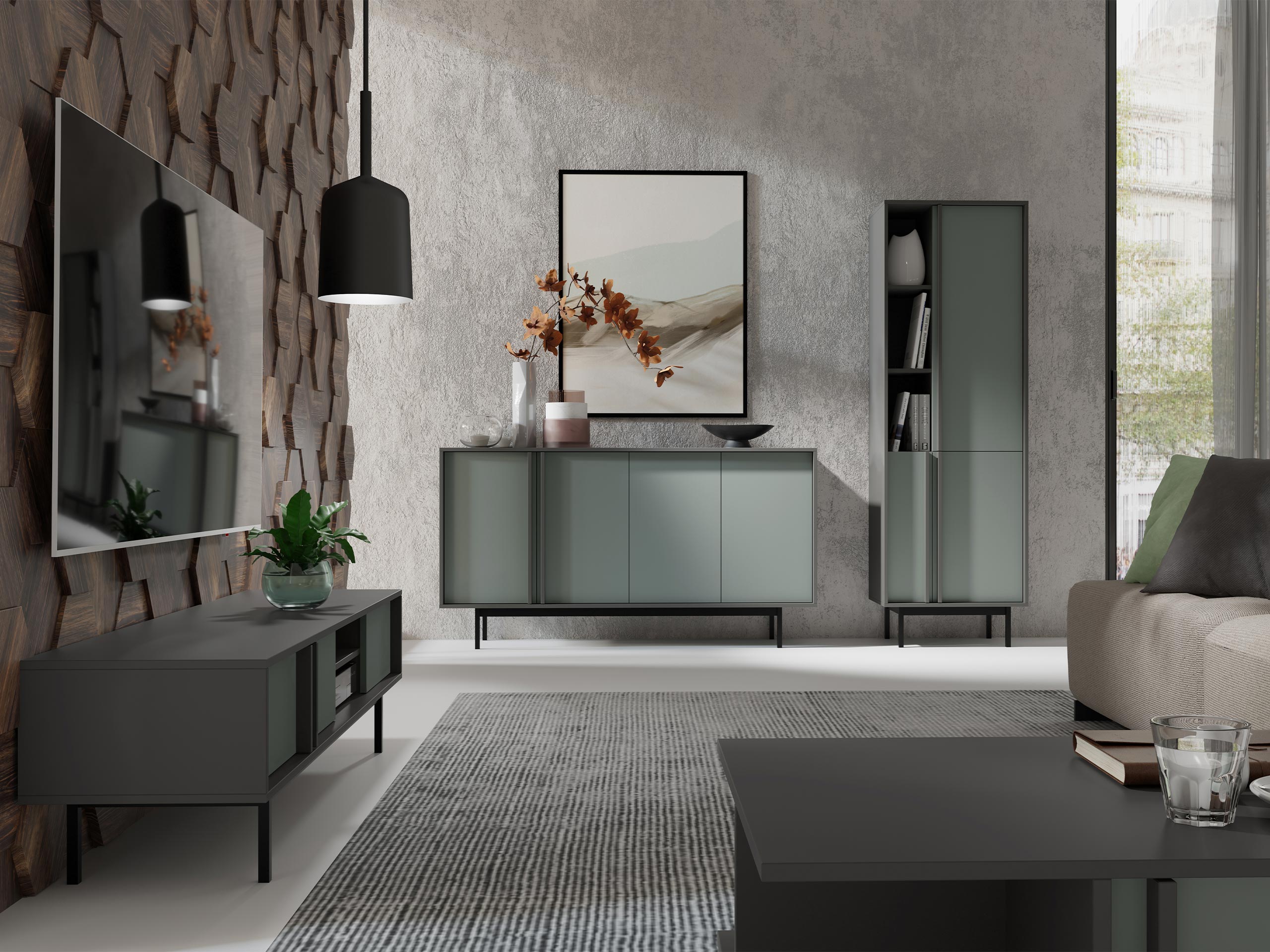 Svetainės komplektas Levali 115 (Dusty žalia)