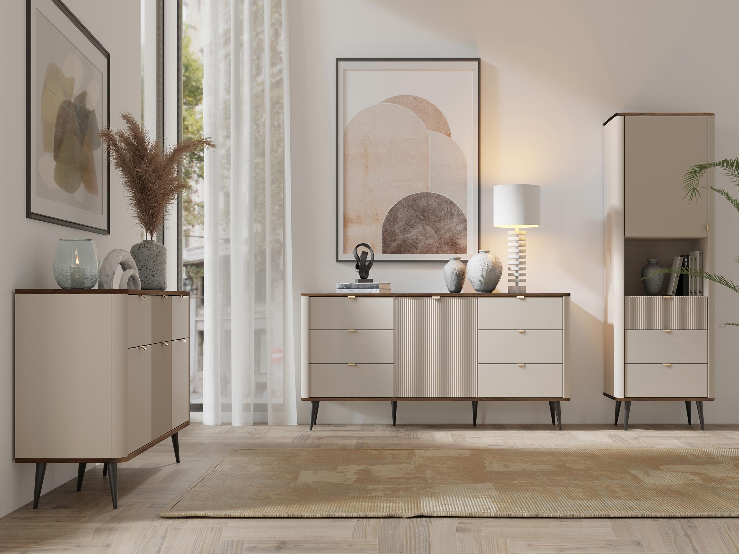 Svetainės komplektas Lufela 122 (Kašmyras + Graikinis riešutas)