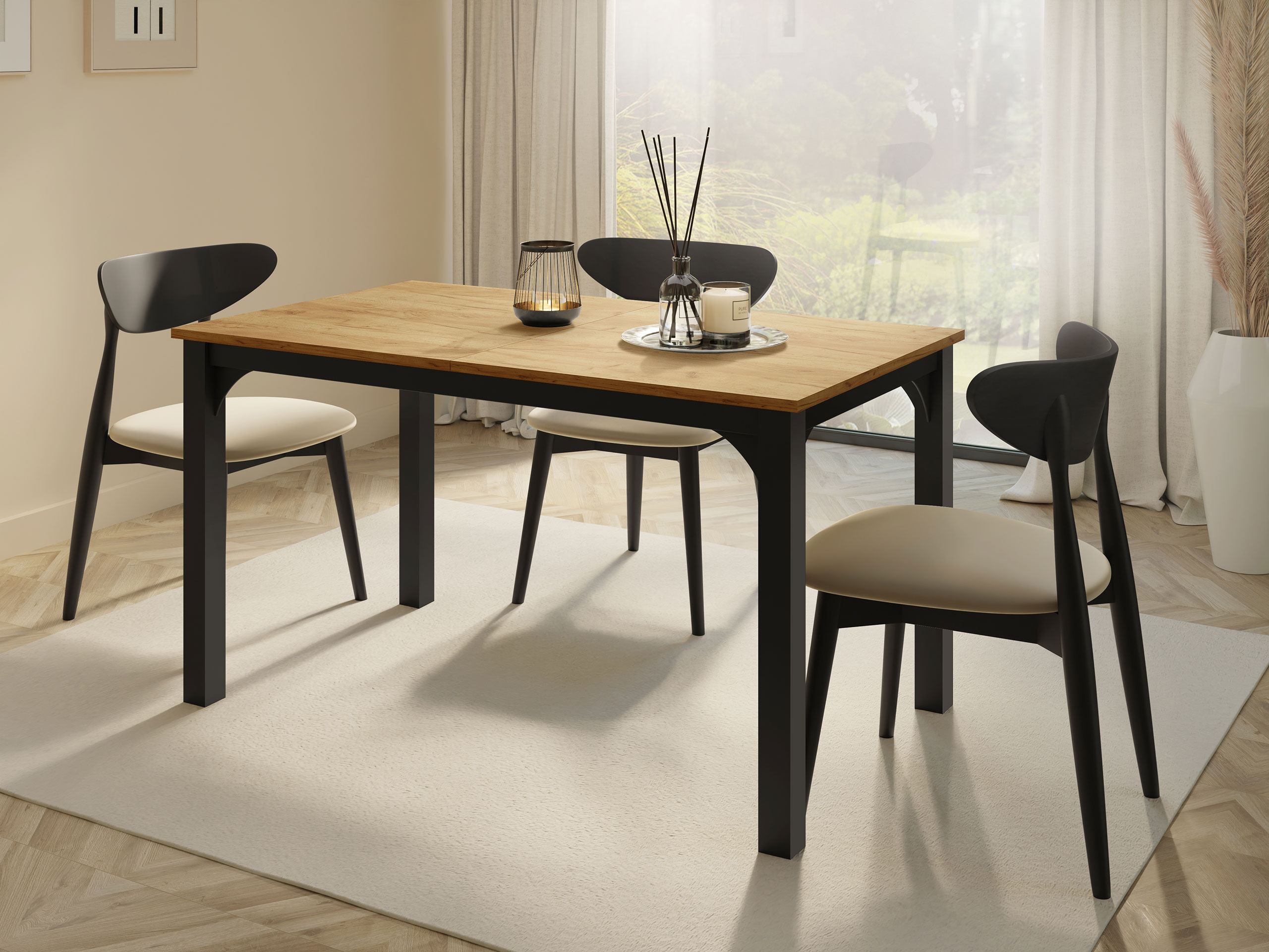 Stalas Oswego 136 (Craft auksinis ąžuolas + Juoda)