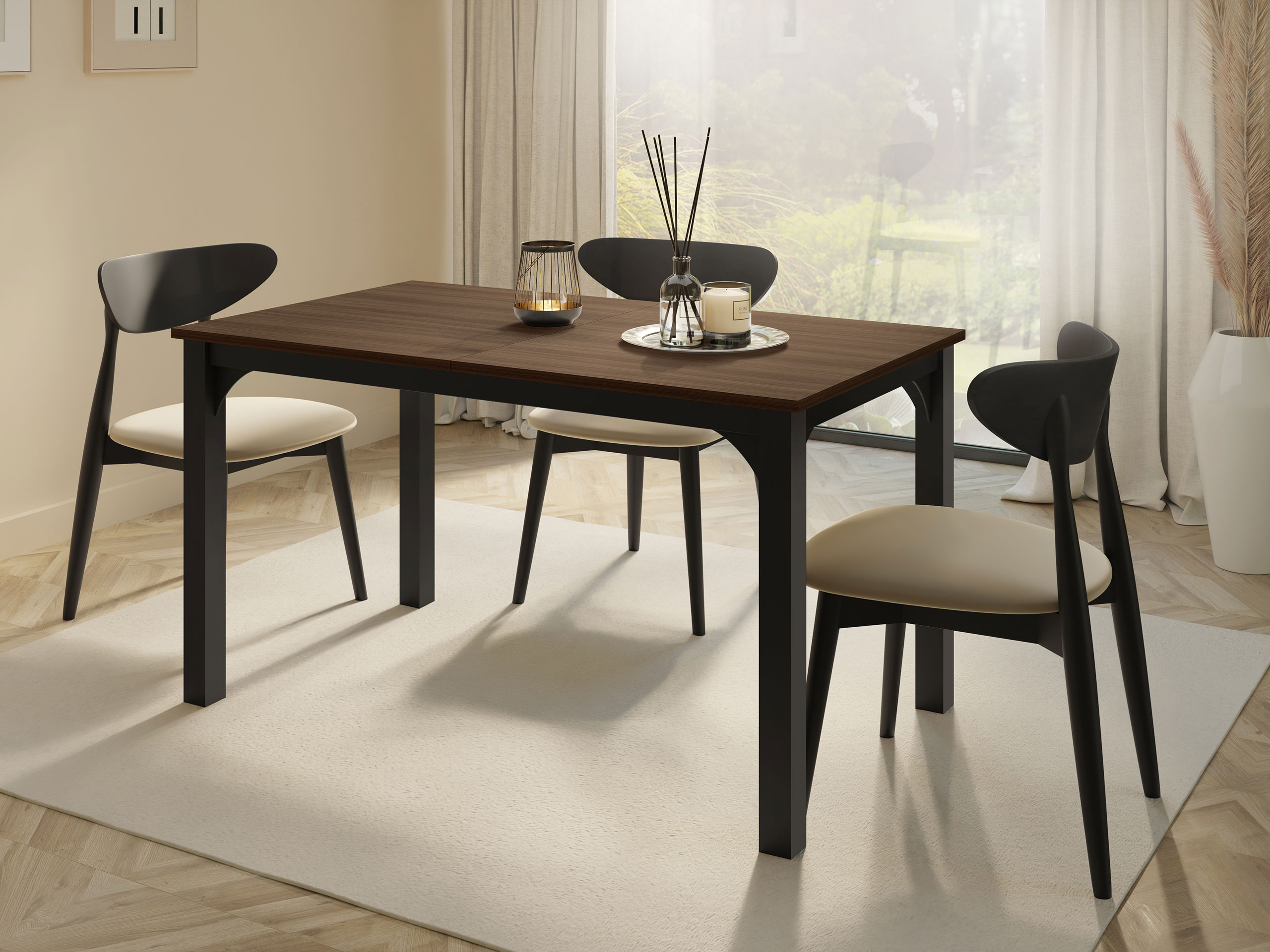 Stalas Oswego 136 (Graikinis riešutas + Juoda)