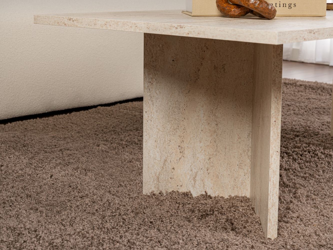 Žurnalinis staliukas Novato 132 (Šviesus travertinas)