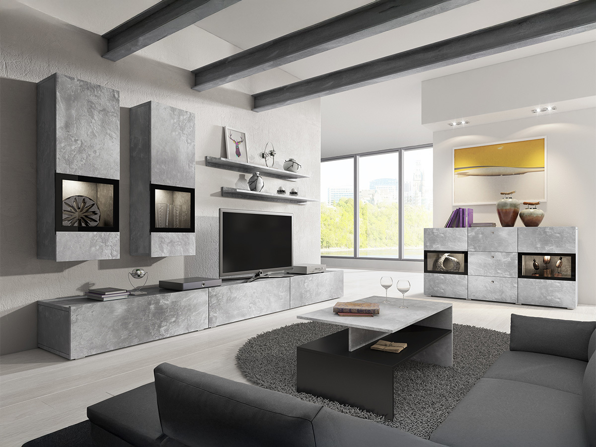 Svetainės komplektas Serodeu 104 (Betonas)