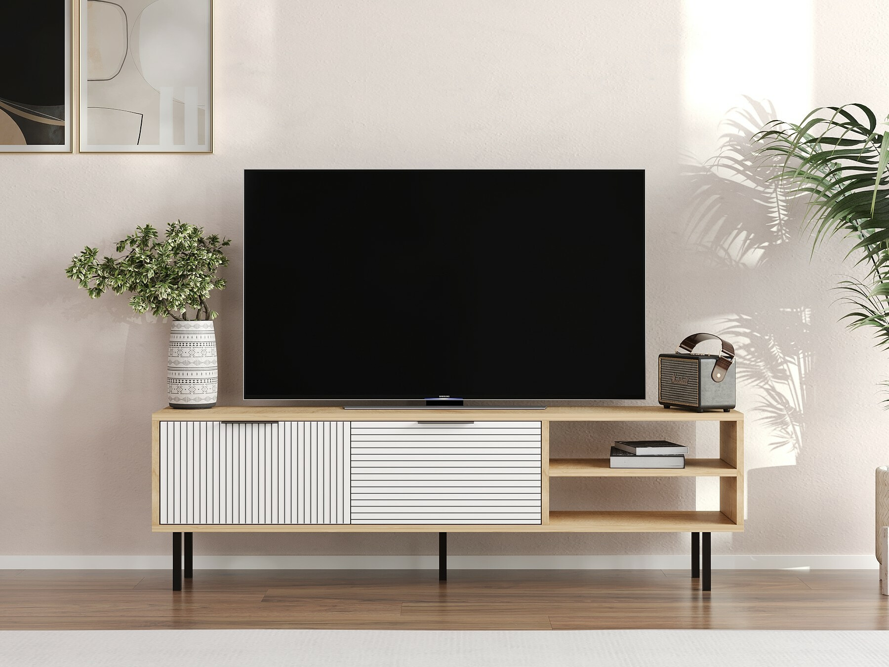 TV staliukas Kailua 2555 (Balta + Ąžuolas)