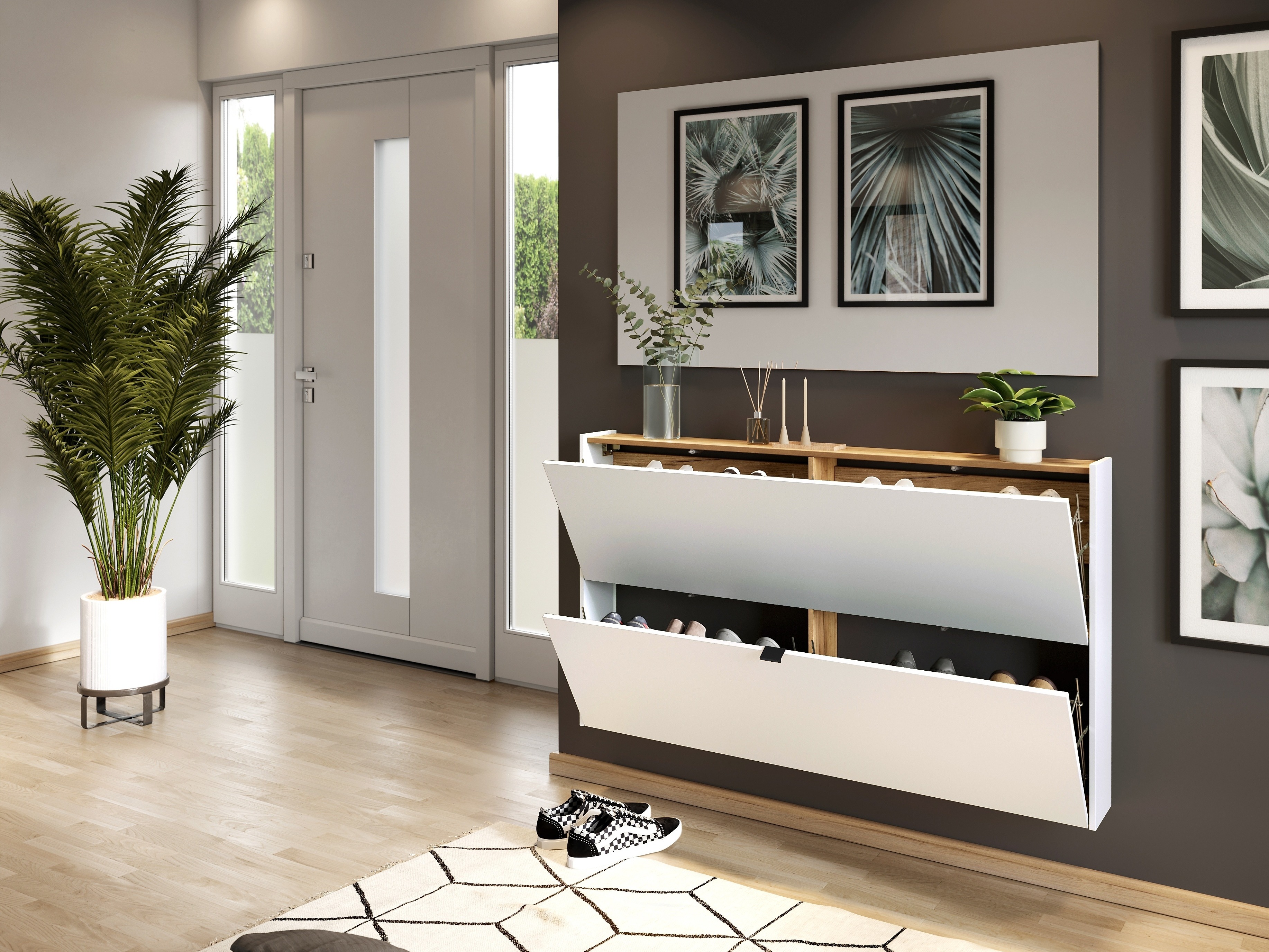 Batų dėžė Cirsale 108 (Balta + Navarra ąžuolas)