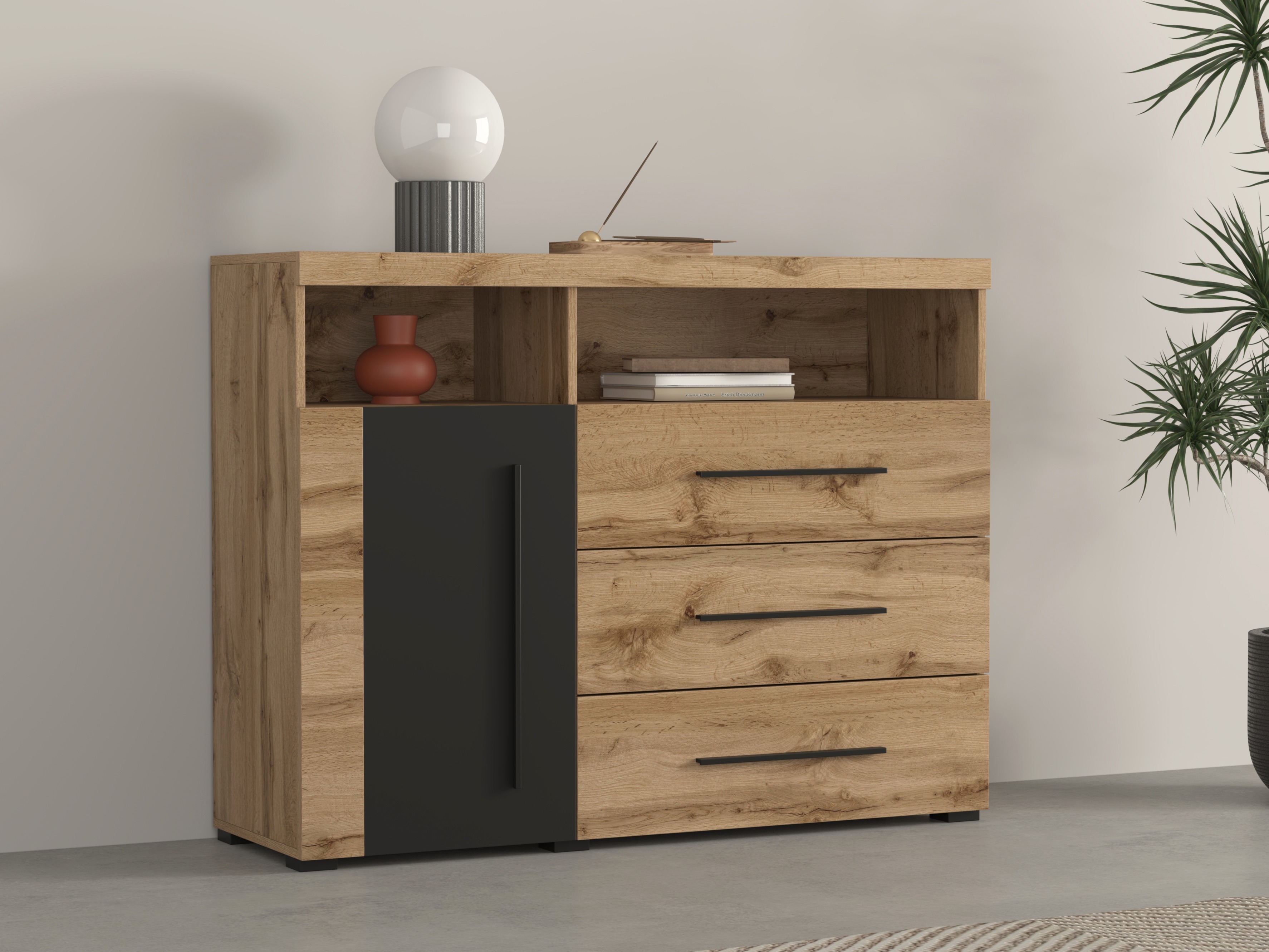 Komoda Sorciro 102 (Juoda + Votan ąžuolas)