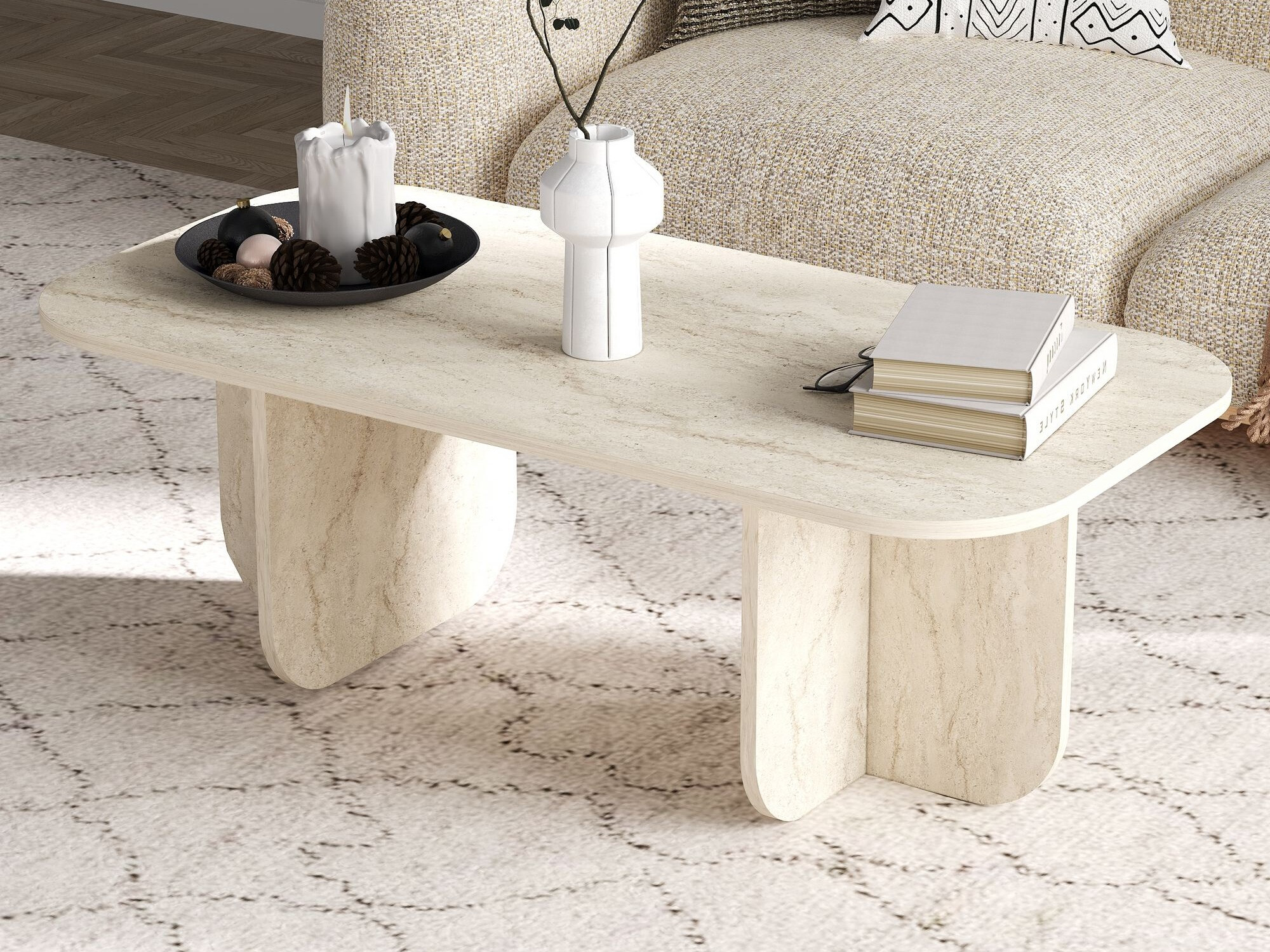 Žurnalinis staliukas Kailua 2560 (Šviesi Travertine)