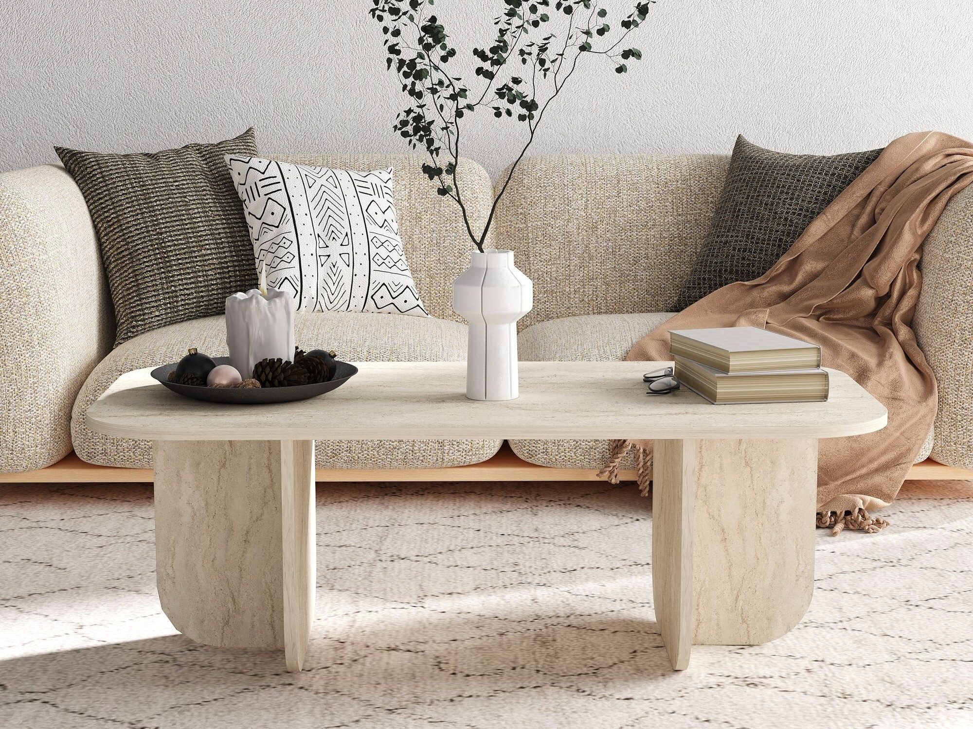 Žurnalinis staliukas Kailua 2560 (Šviesi Travertine)