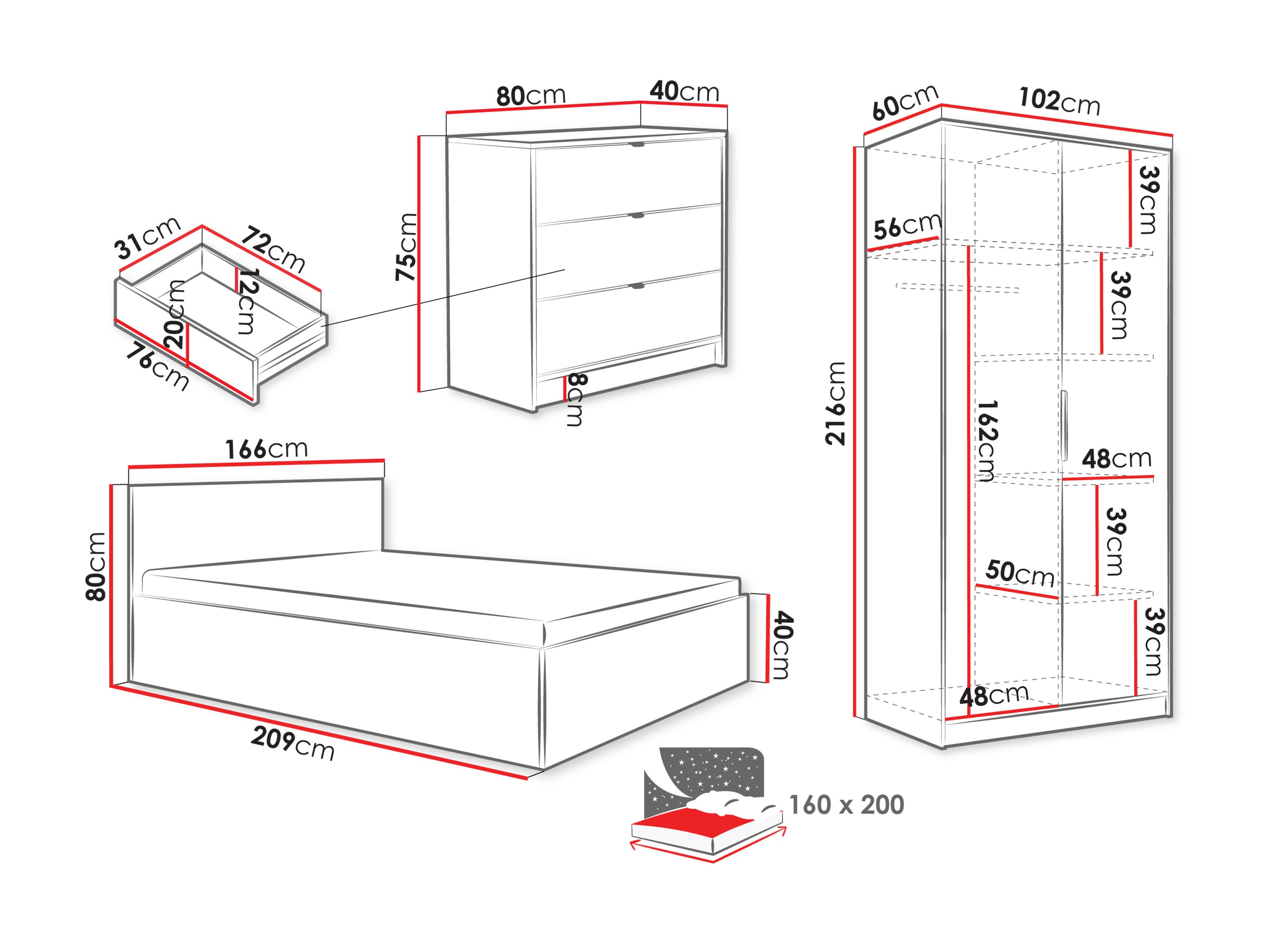 Miegamojo komplektas Comfivo Papilio