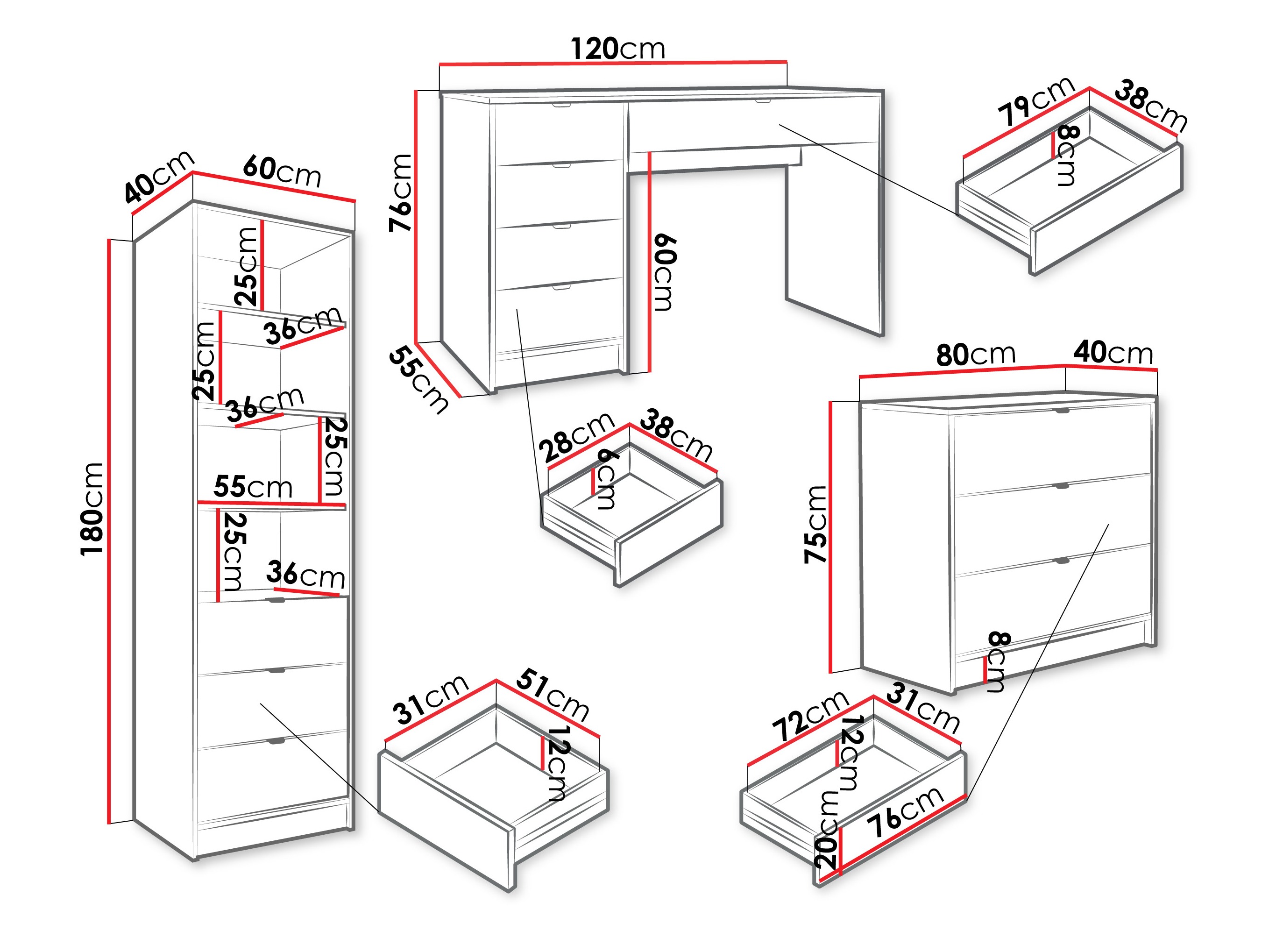 Namų biuro komplektas Comfivo Papilio V (Balta)
