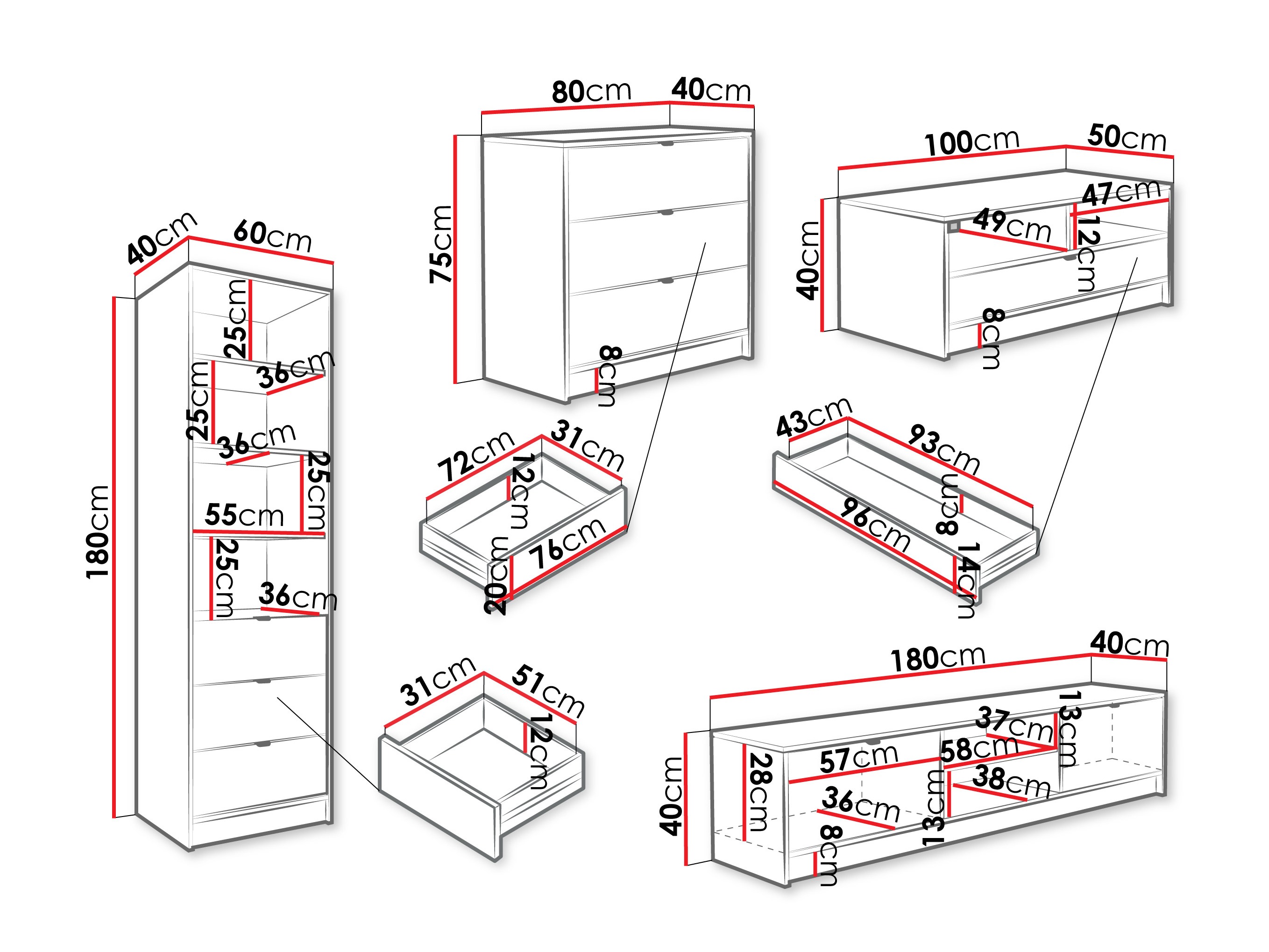 Svetainės komplektas Comfivo Papilio VII (Balta)