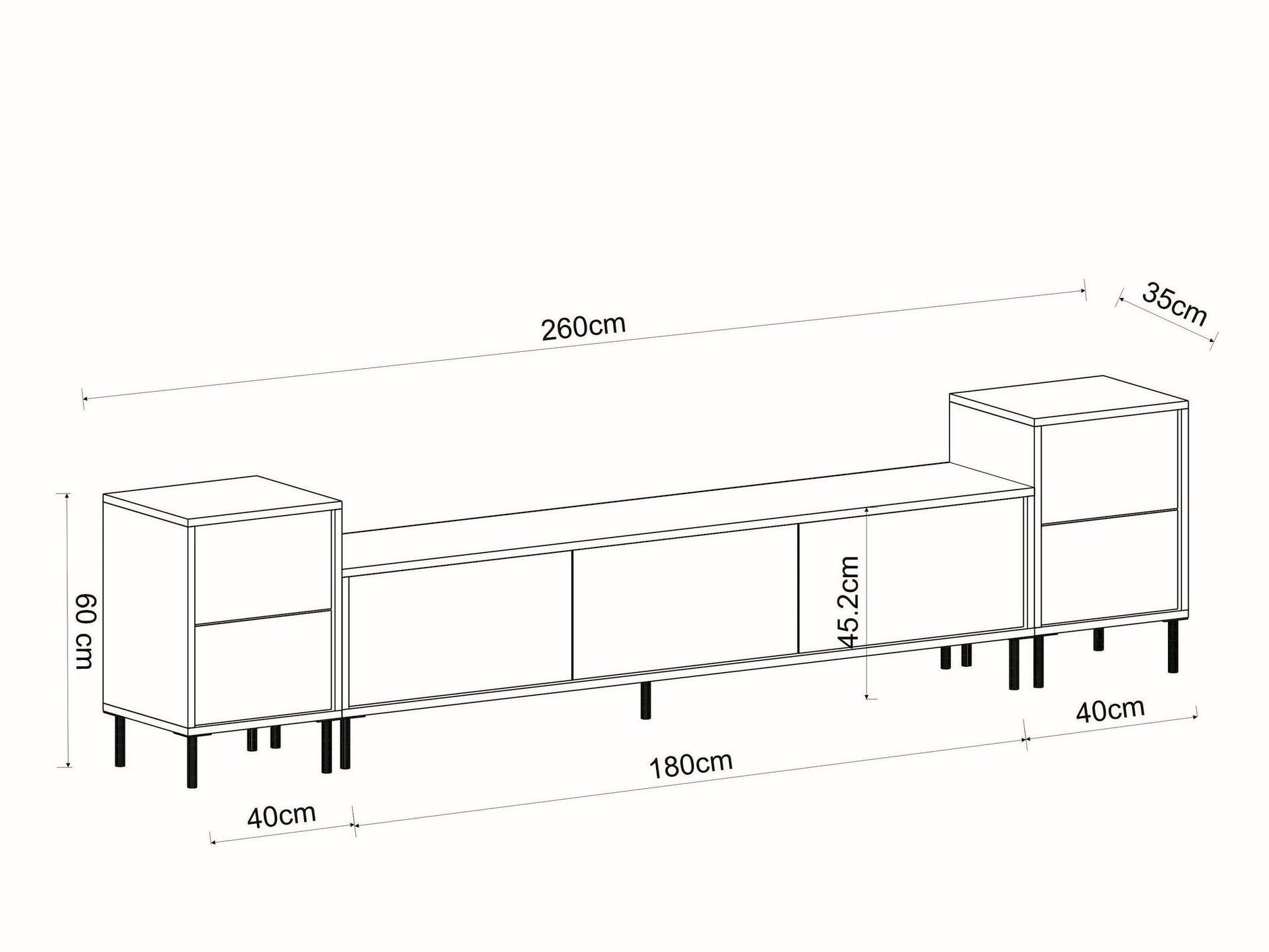 TV staliukas Kailua 2574 (Šviesi Travertine + Auksinė)