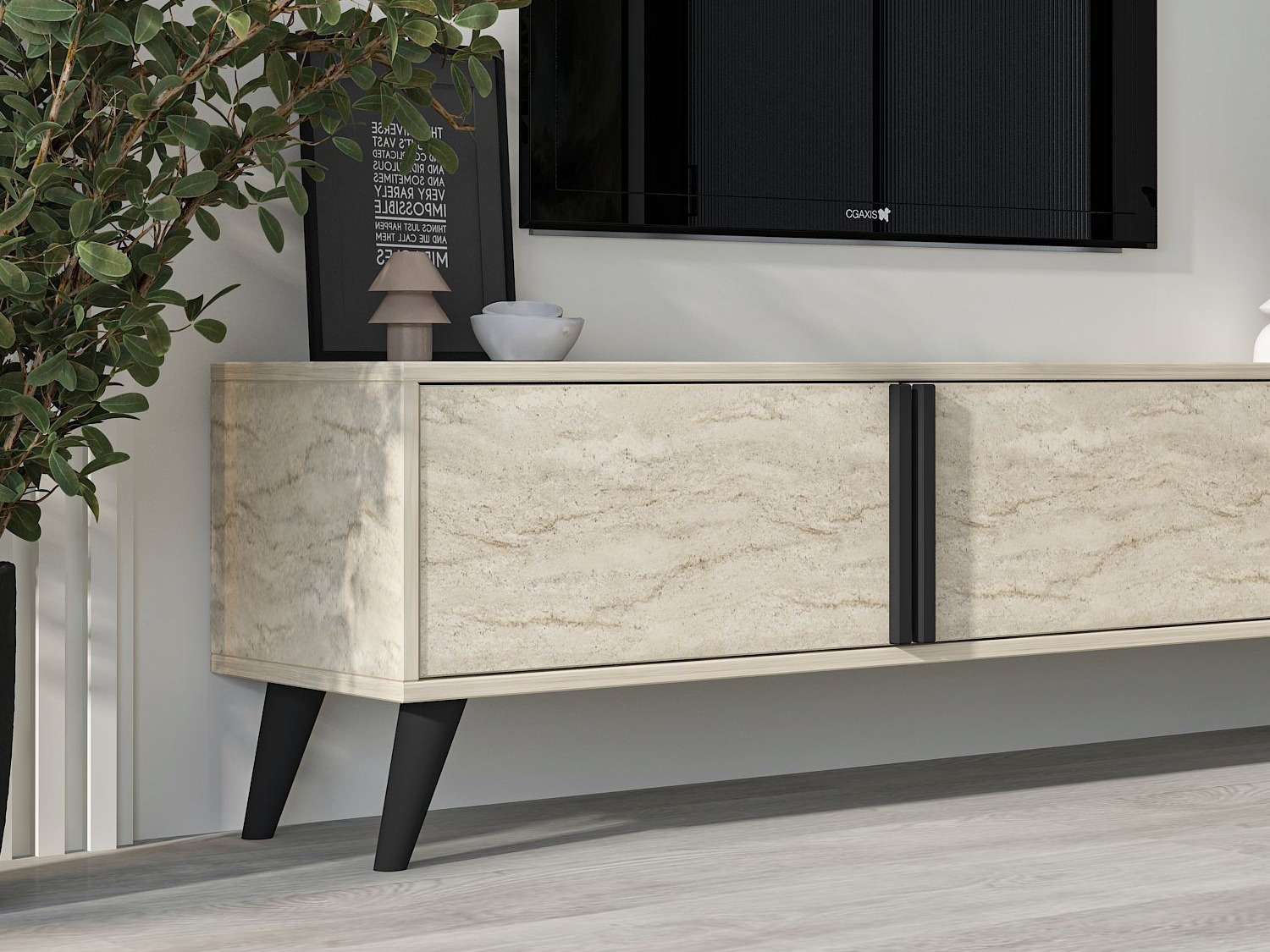 TV staliukas Kailua 2576 (Šviesi Travertine)
