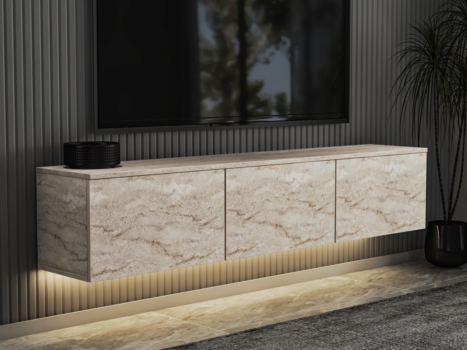 TV staliukas Kailua 408 (Šviesus travertinas)