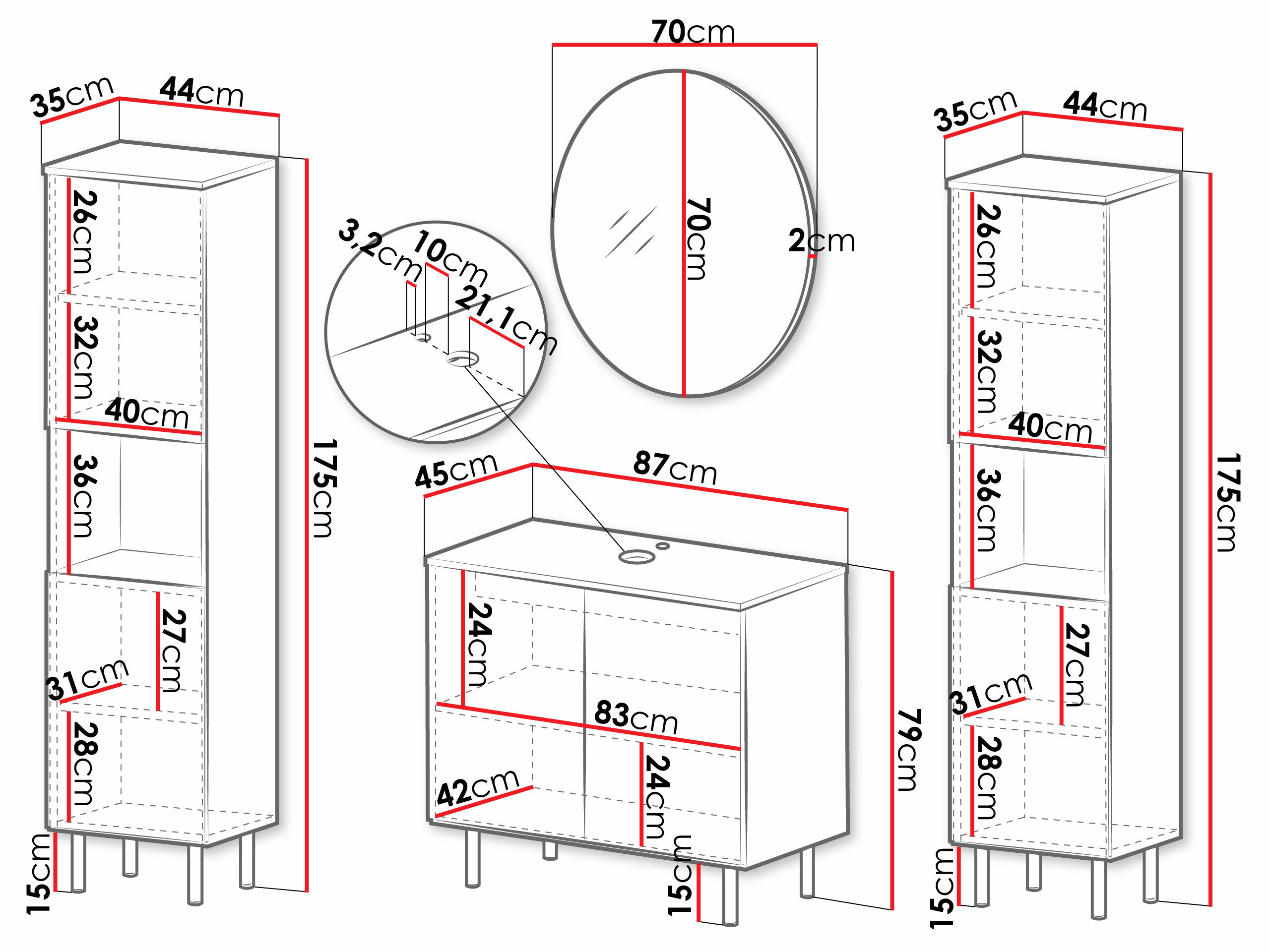 Vonios komplektas Virdomi 114 (Juoda)