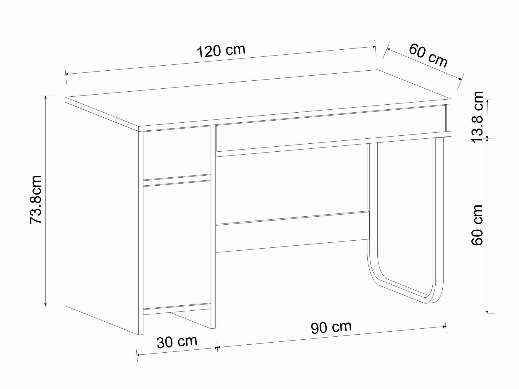Darbo stalas Kailua 2583 (Juoda)
