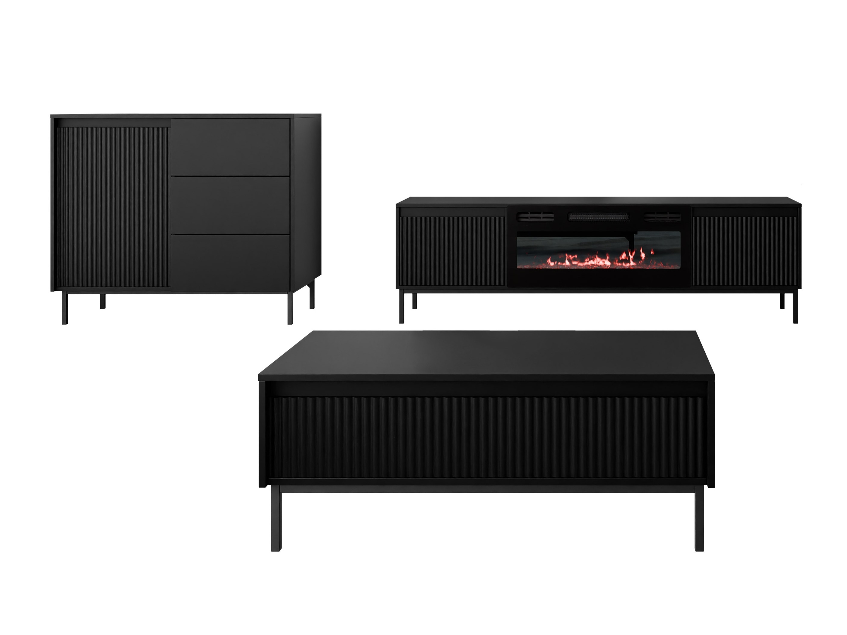 Svetainės komplektas Comfivo Delruva IV (Juoda)