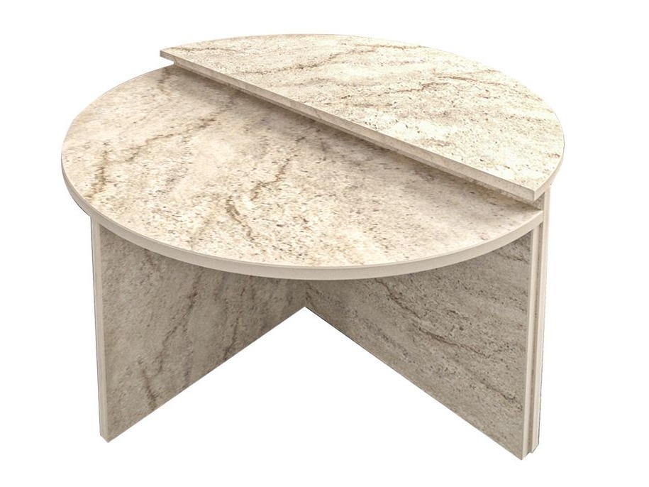 Žurnalinių staliukų komplektas Kailua 2581 (Šviesi Travertine)