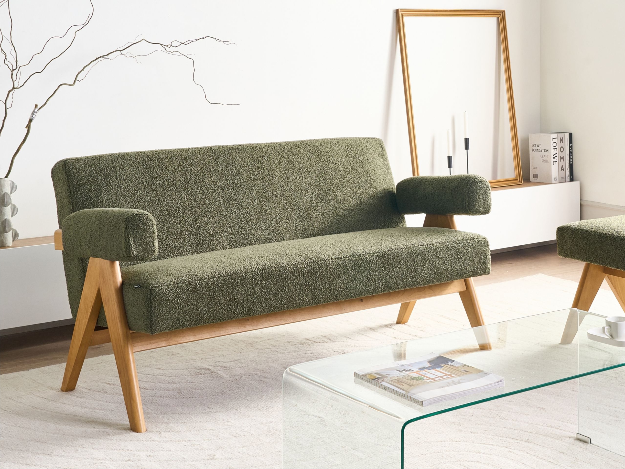 Sofa Berwyn 2713 (Žalia + Šviesus medis)