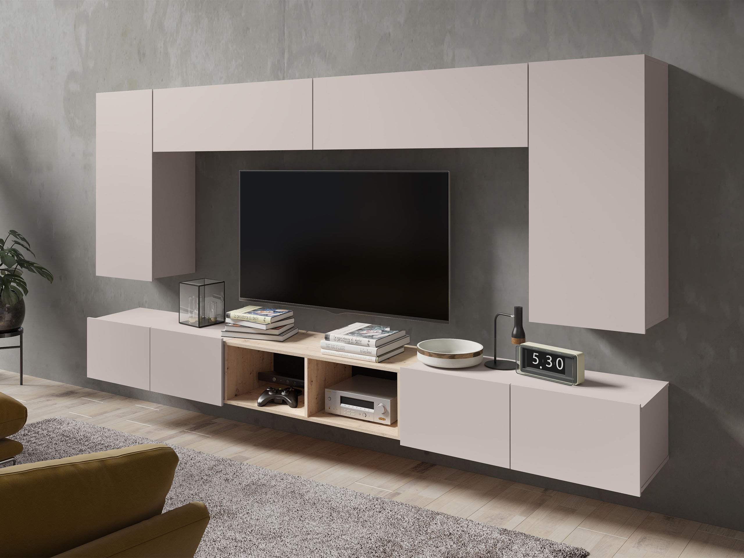 Svetainės komplektas Tivdalu 143 (Kašmyras + Artisan ąžuolas)