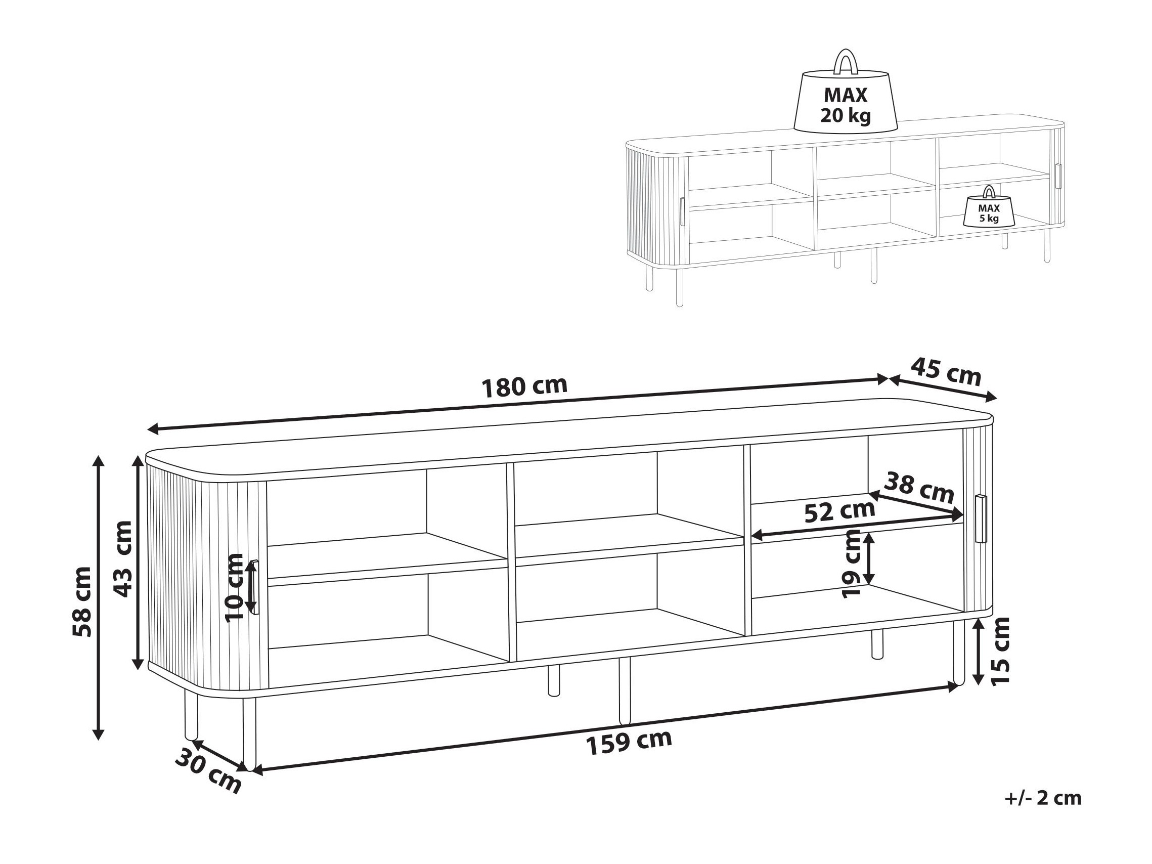 TV staliukas Fencalu 113 (Tamsi ruda)