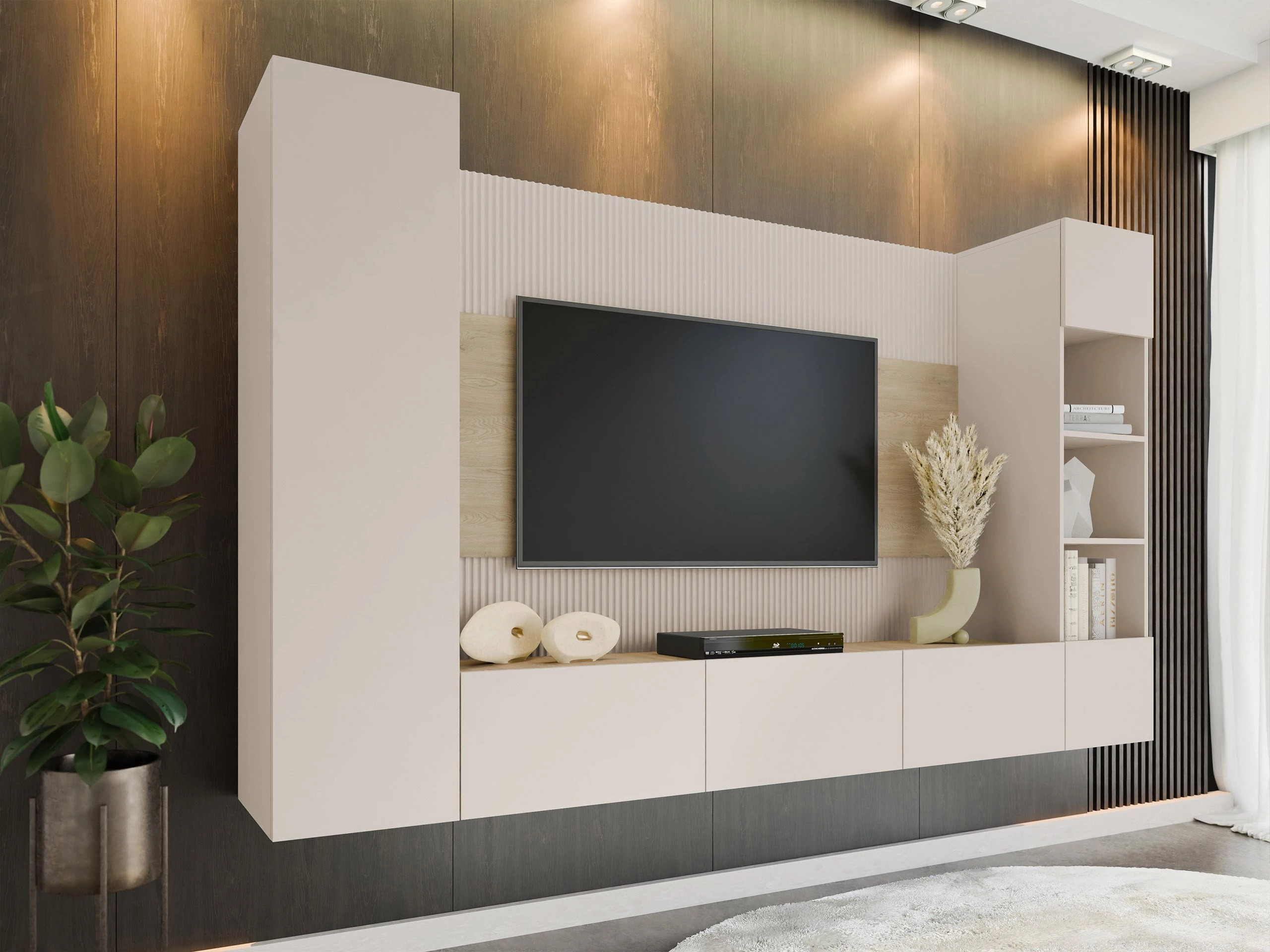 Svetainės komplektas Comfivo 450 (Smėlinė + Ąžuolas)