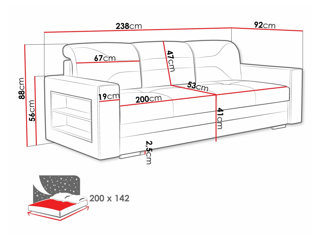 Sofa lova Decatur 106 (Twist 23 + Twist 18)